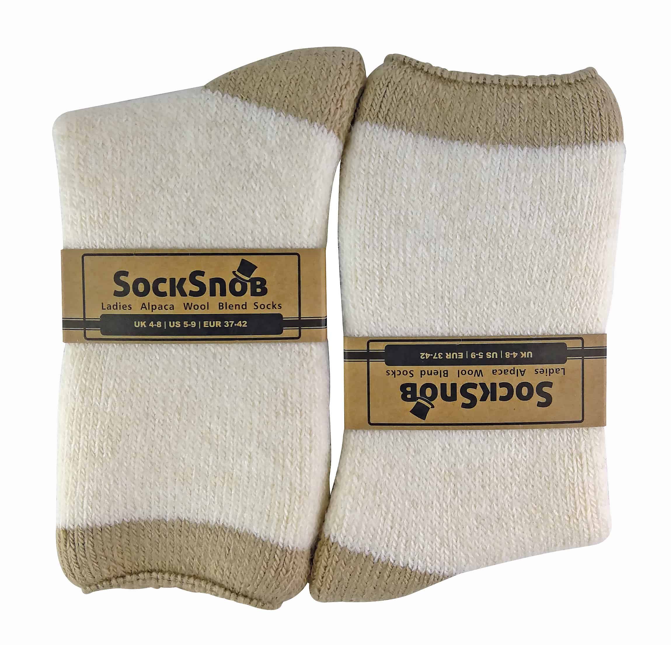 Ladies Alpaca Wool Blend Thermal Slipper Bed Socks with Grippers