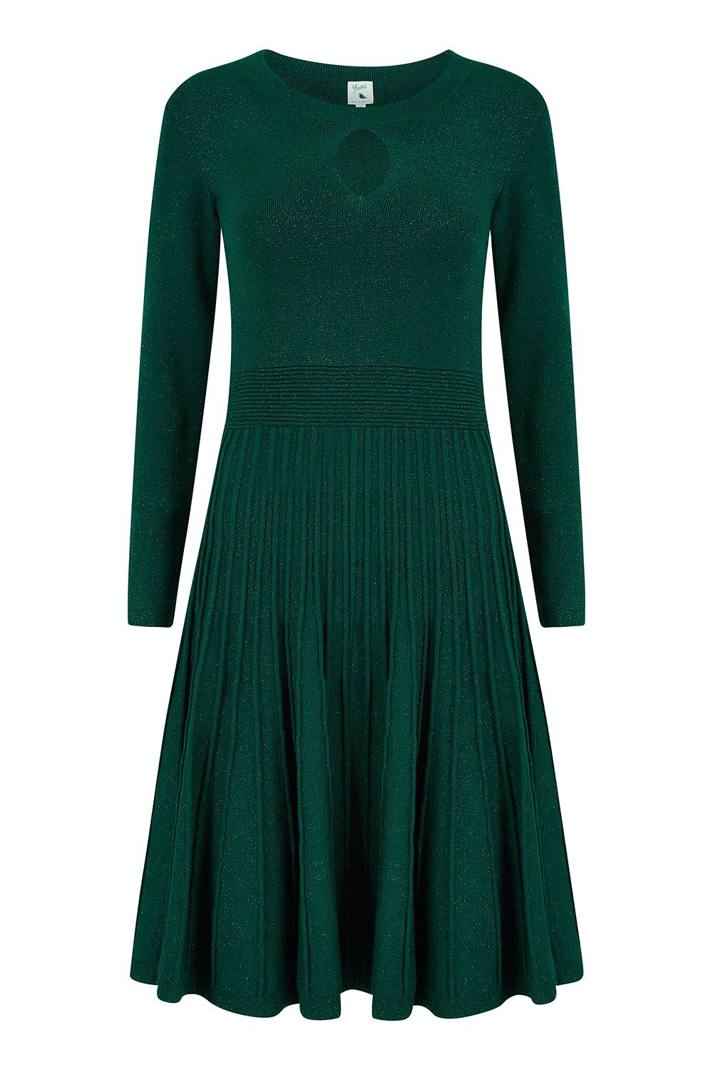 Green Lurex Knitted Skater Dress