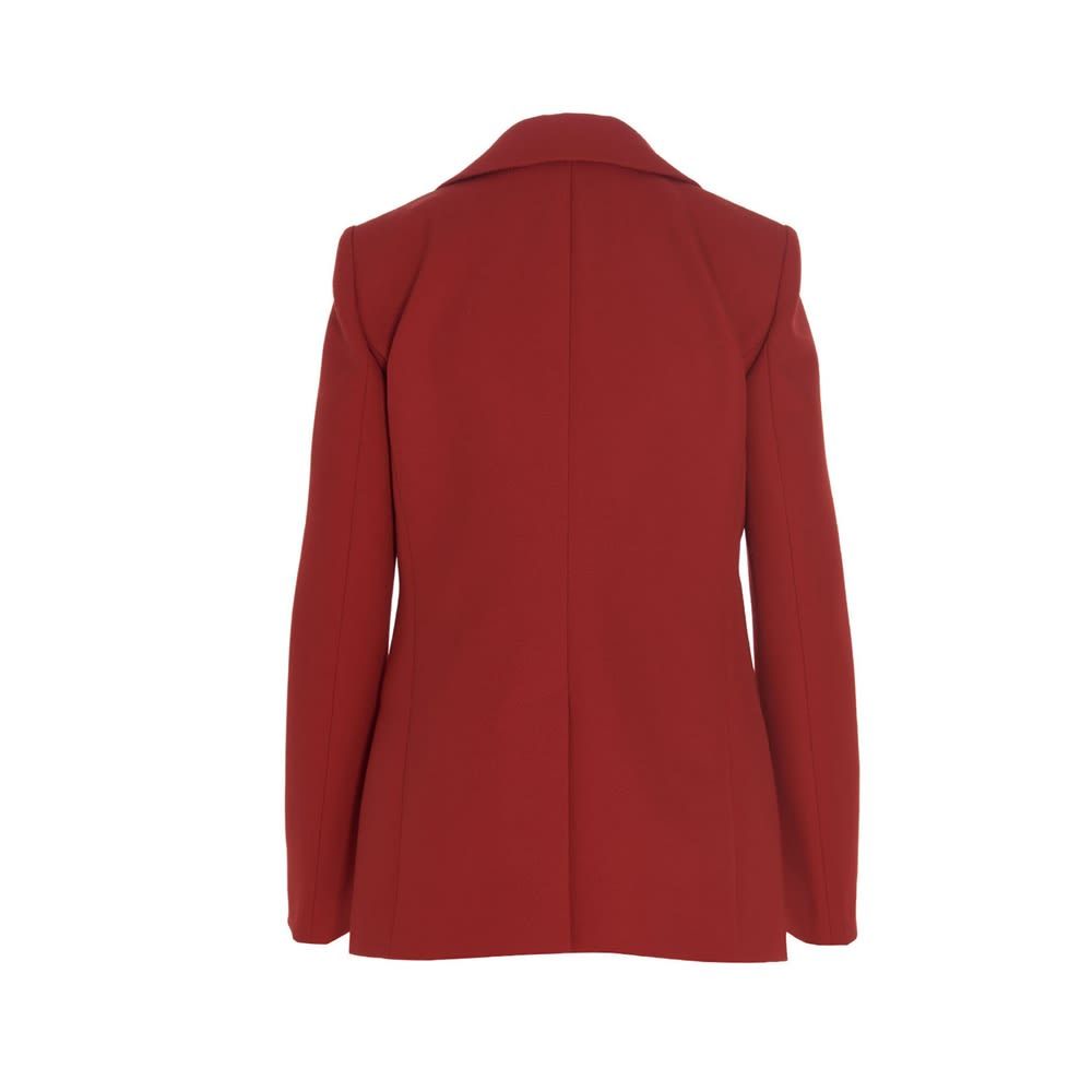 Givenchy virgin wool single breast V-neck blazer jacket featuring a V-neck without lapels and covered buttons.