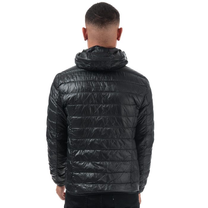 Mens Emporio Armani EA7 Core ID Down Jacket in black.<BR><BR>- Emporio Armani EA7 logo to the left of the chest.<BR>- Central zip closure.<BR>- Two open side pockets.<BR>- High neck.<BR>- Branded zip puller.<BR>- Lightweight down.<BR>- Fabric: 100% Polyamide. Padding: 90% White Duck Down  10% White Duck Feather. Machine washable.<BR>- REF:  8NPB02 PN29Z 1200