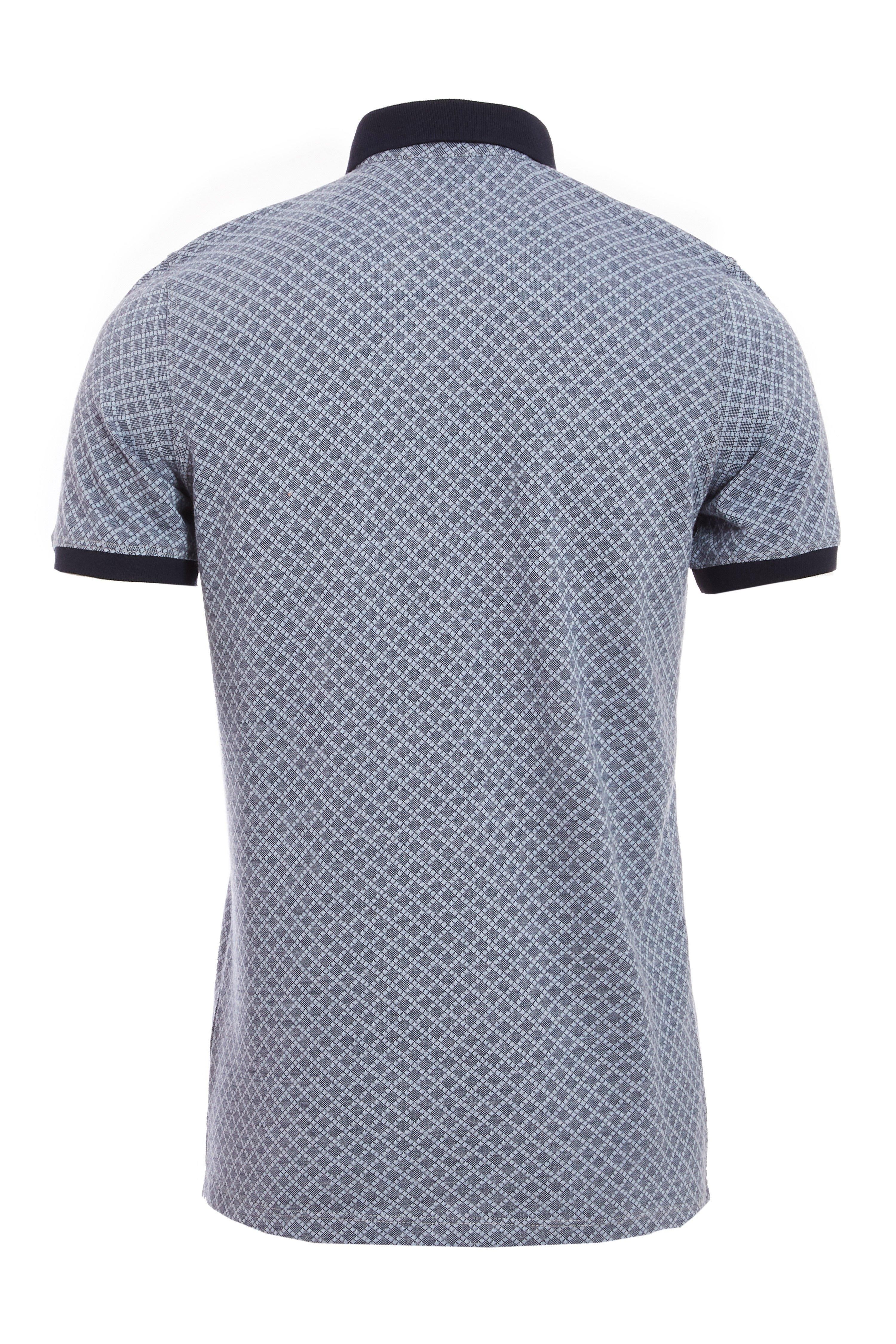 Printed Polo  	Diamond Pattern  	Short Sleeves  	2 Button Fastening  	Contrast Collar and Piping