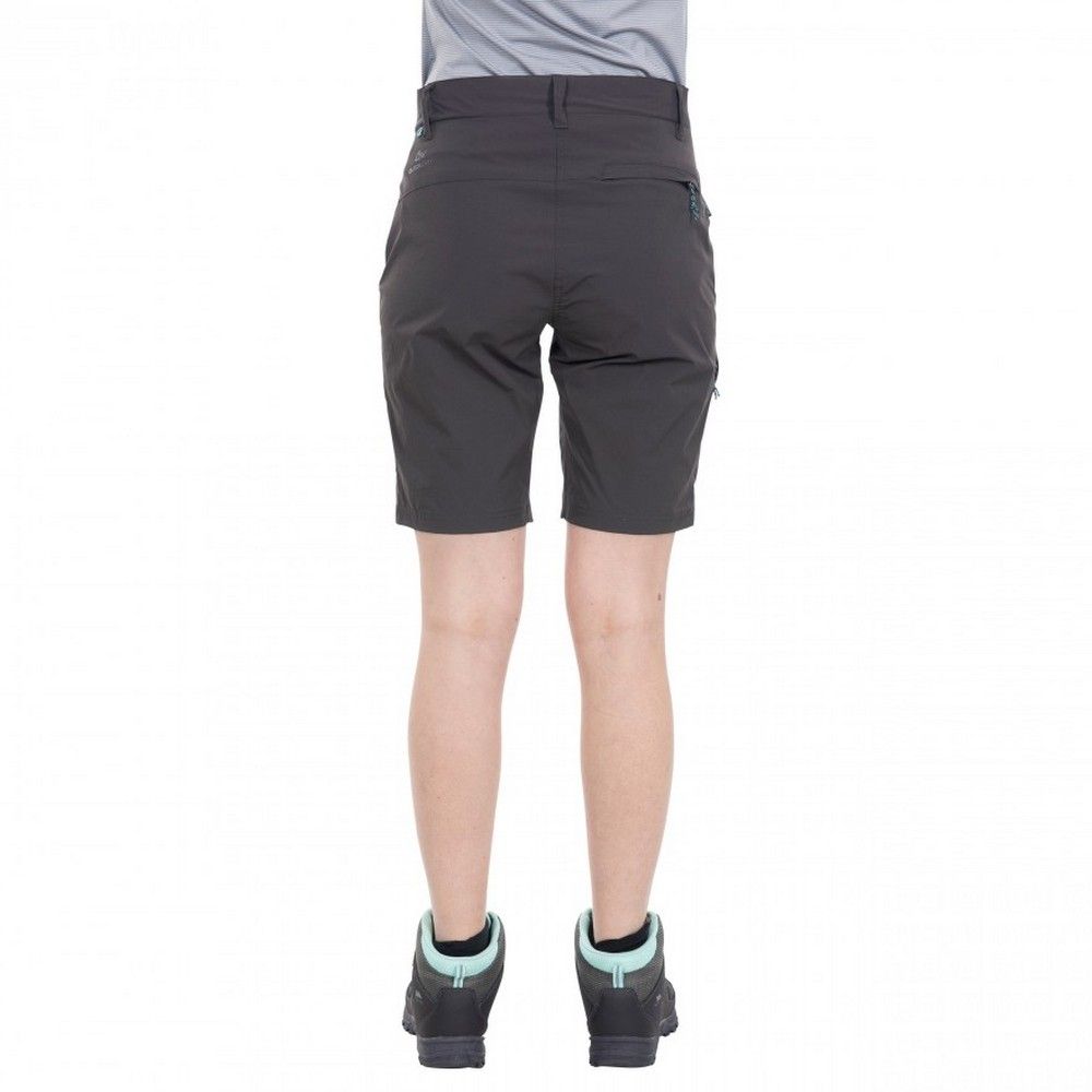 Flat waist with belt loops. 2 zip side entry pockets. 1 rear zip pocket. 1 lower leg zip pocket. Quick dry. Comfort stretch. UV 40+. 85% Polyester, 15% Elastane. Trespass Womens Waist Sizing (approx): XS/8 - 25in/66cm, S/10 - 28in/71cm, M/12 - 30in/76cm, L/14 - 32in/81cm, XL/16 - 34in/86cm, XXL/18 - 36in/91.5cm.
