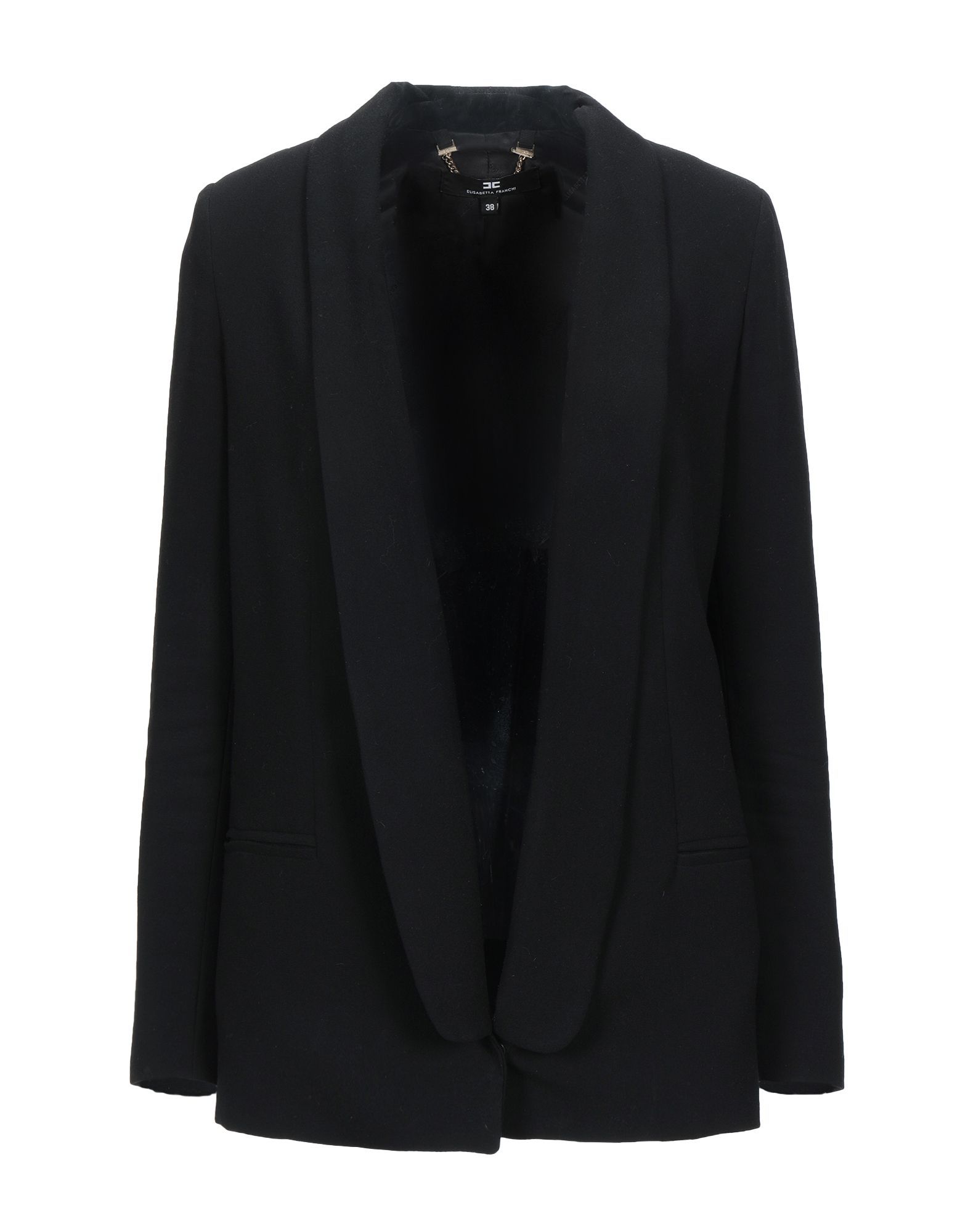 crepe, darts, basic solid colour, no pockets, snap buttons fastening, lapel collar, single-breasted , long sleeves, fully lined