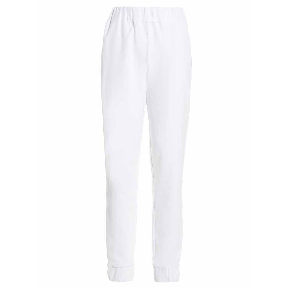 Cotton tracksuit pants with an elastic waistband and leg bottoms, and a jewel application on pockets.