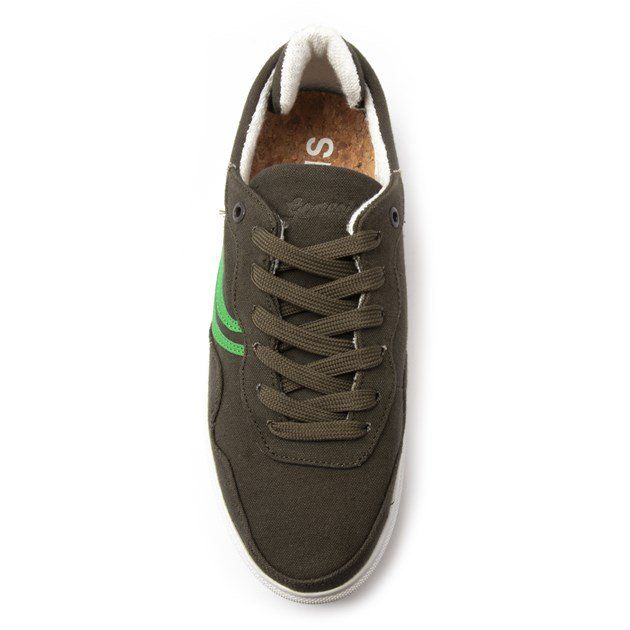 A Naturally Khaki, Classic Sneaker Made From Eco-friendly Materials. The Trainer, Through Its Little Quirky Details Has Its Very Own And Unique Style And Is A Must-have For Every Environmentally Aware Sneaker Fan. The Innovative Design On The Heel Makes The Shoe Style Unique And Through The Use Of An Eva-foam Insole, The Sneaker Is Extremely Comfortable. The Insole Is Made From Eco-friendly Banana Leaves And Cellulose Together And Comes With A Sole Of Sustainable Cork. Both The Shoelaces And Seams Are Manufactured From Recycled Plastic Bottles. The Entire Production Process Is Strictly Controlled Through Fair-trade Conditions. We Are A Genuine Sustainable Sneaker Factory.