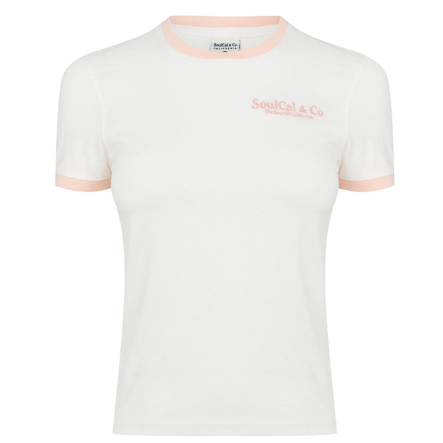 SoulCal Embroidered Ringer T Shirt Womens - This SoulCal Embroidered Ringer T Shirt is crafted with a ribbed crew neckline and short sleeves for a classic look. It features elasticated hems for a comfortable fit and is a lightweight construction. This t shirt is a ringer design with a signature logo and is complete with SoulCal branding.