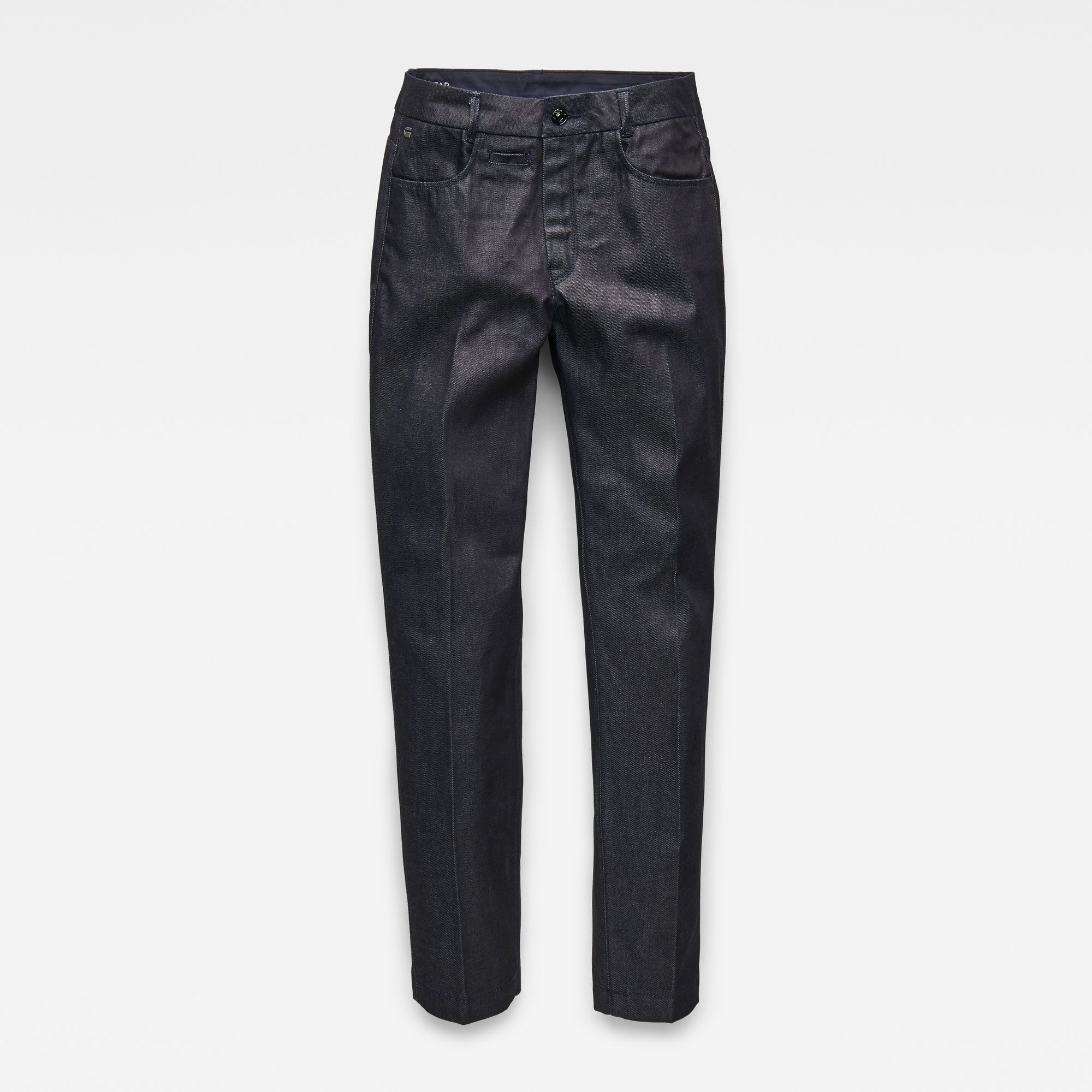 Mid waist. Regular waistband. Narrow from thigh to hem. Zip fly. Zip & button closure. Mid waist. The D-Staq Mid-Waist Skinny Ankle Chino  is cut from full-bodied denim with a surprisingly light weight. Slubby, textured denim. Super-soft hand-feel. 11-dip indigo. Skinny
