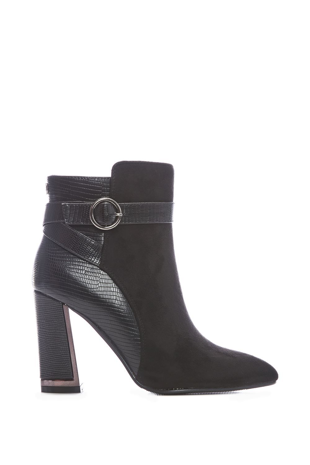 'Kirsten' Black Alcantara Alcantara Ankle Boots