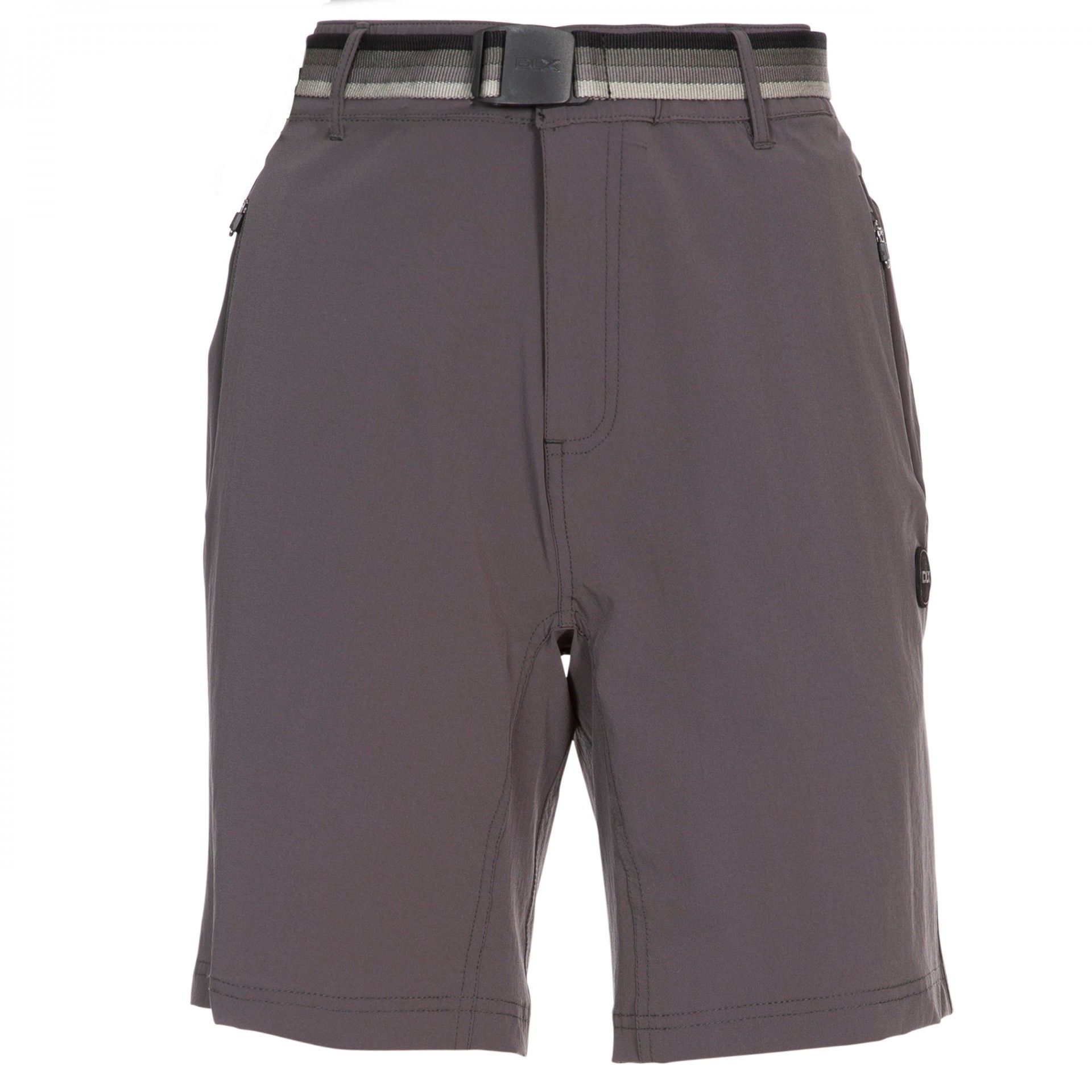 85% Polyamide, 15% Elastane. Elasticated waistband with button fastening. Front zipped fly opening. 2 zipped pockets at front. Detachable stripe webbing belt. DLX stretch. Trespass Womens Waist Sizing (approx): XS/8 - 25in/66cm, S/10 - 28in/71cm, M/12 - 30in/76cm, L/14 - 32in/81cm, XL/16 - 34in/86cm, XXL/18 - 36in/91.5cm.