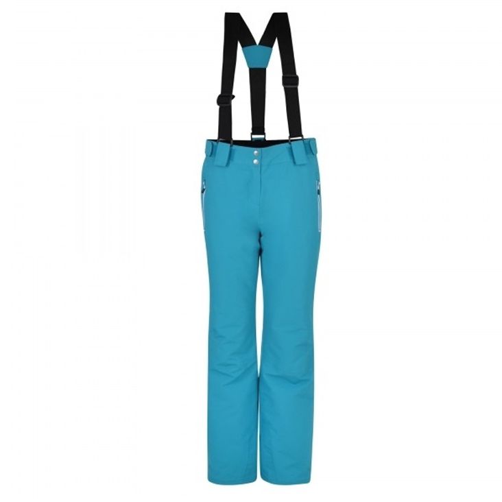 Material: 100% Polyester. Waterproof and breathable Ared 10000 coated polyester twill fabric pants with water repellent finish, taped seams and high loft polyester insulation. Features adjustable detachable braces with front slider system and 2 zipped side pockets.