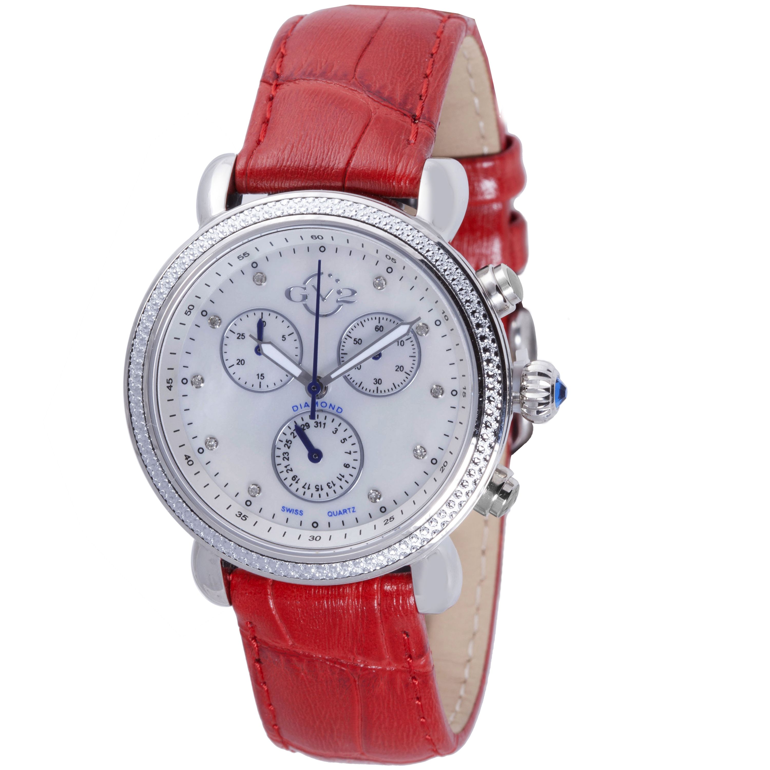 GV2 By Gevril Women's Red Leather Watch