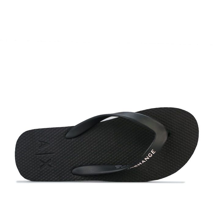Mens Armani Exchange Solid Flip Flops in Black<BR>- Sponge-rubber footbed.<BR>- Rubber strap with Armani Exchange logo.<BR>- Branding to Sole unit.<BR>- Synthetic Upper  Synthetic Lining  Synthetic Sole. <BR>- Ref: 955005 CC503 00020