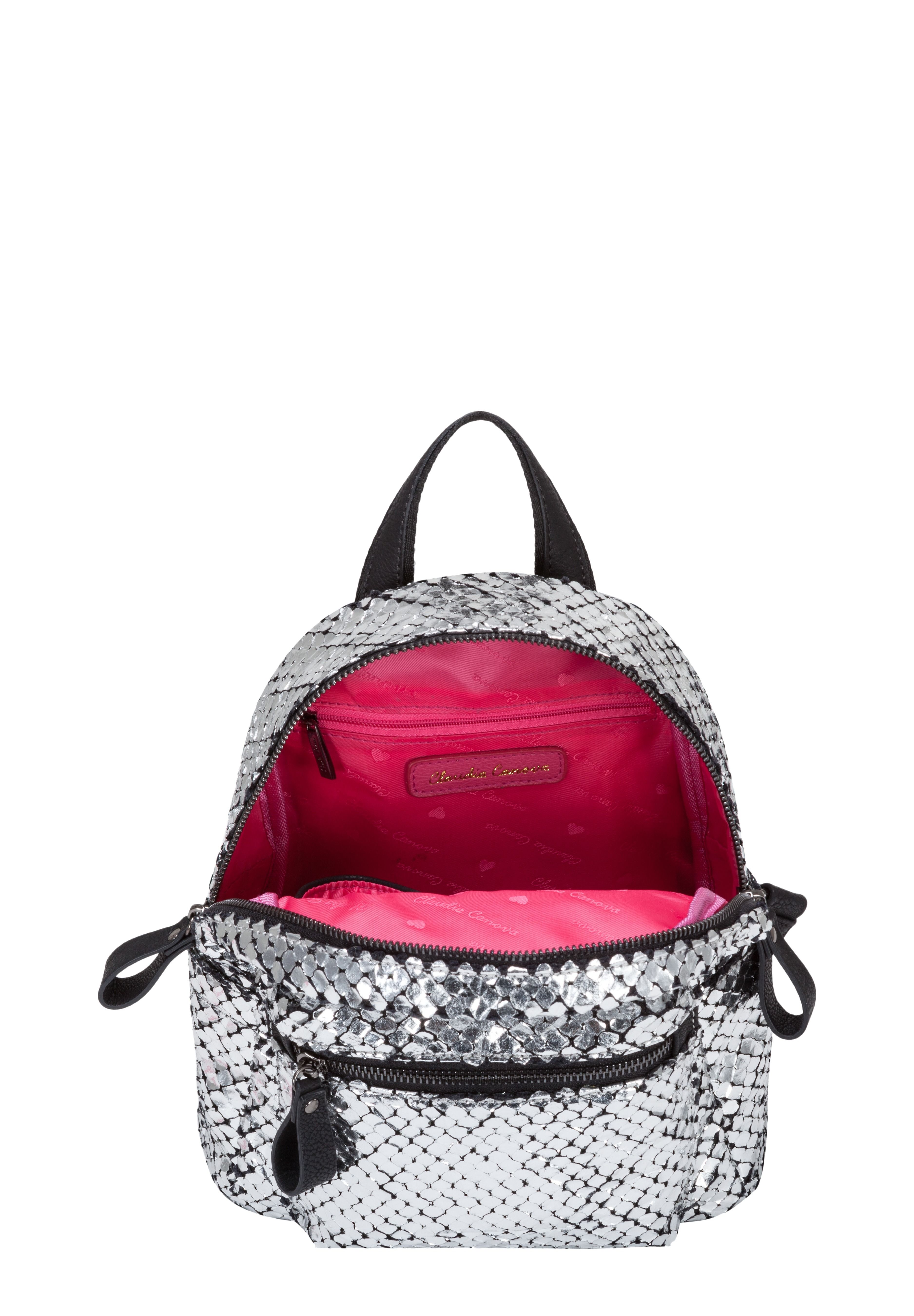 We are seriously crushin’ on these shimmery backpacks and know you will too! The rai backpack is ultra stylish and will add all sorts of sass to your outfit. Complete with gold metal detailing this backpack is the star of the show. Keep all your belongings organised in the front zip pocket and inner slip / zip pockets. Features: , pu metallic textured exterior, claudia canova gold plate logo, adjustable backpack straps, zip round opening, front zip pocket, gold metal hardware, claudia canova branded lining, inner slip and zip pockets