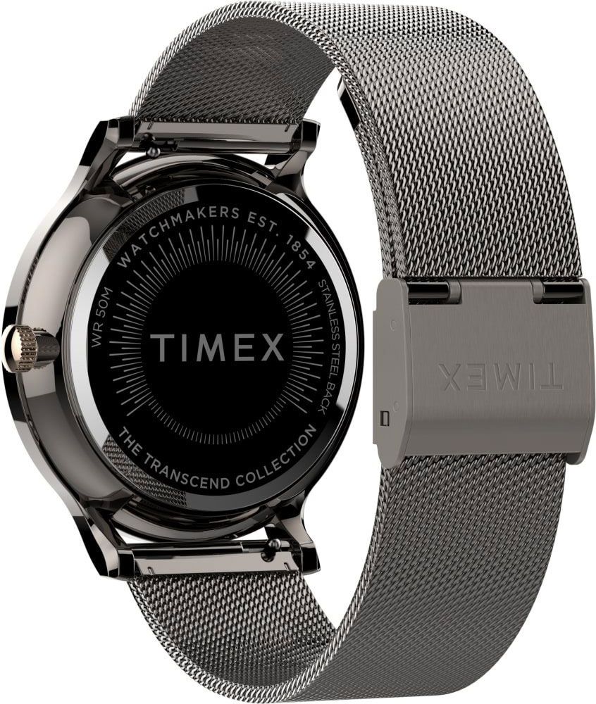 This Timex Transcend Multi Dial Watch for Women is the perfect timepiece to wear or to gift. It's Grey 38 mm Round case combined with the comfortable Grey Stainless steel watch band will ensure you enjoy this stunning timepiece without any compromise. Operated by a high quality Quartz movement and water resistant to 3 bars, your watch will keep ticking. This watch is great with both casual and dressy wear, this watch will always attract attention to your wrist! -The watch has a calendar function: Day-Date, 24-hour Display, Luminous Hands High quality 19 cm length and 18 mm width Grey Stainless steel strap with a Fold over clasp Case diameter: 38 mm,case thickness: 10 mm, case colour: Grey and dial colour: Grey