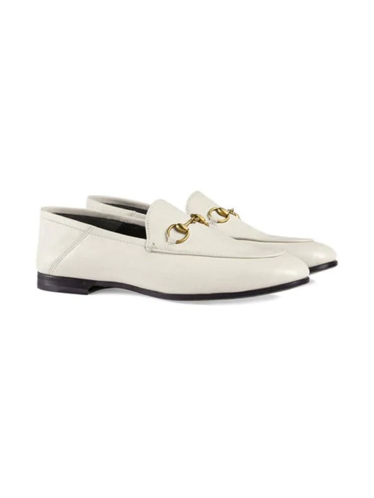LOAFERS GUCCI, LEATHER 100%, color WHITE, Leather sole, SS21, product code 414998DLC009022