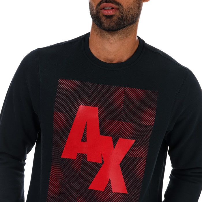 Mens Armani Exchange Graphic Sweatshirt in navy.- Crew neck.- Long sleeves.- Rib trim at cuffs and hem.- AX logo on chest.- 88% Cotton  12% Polyester. Machine washable. - Ref: 8NZMDBJU1Z1510