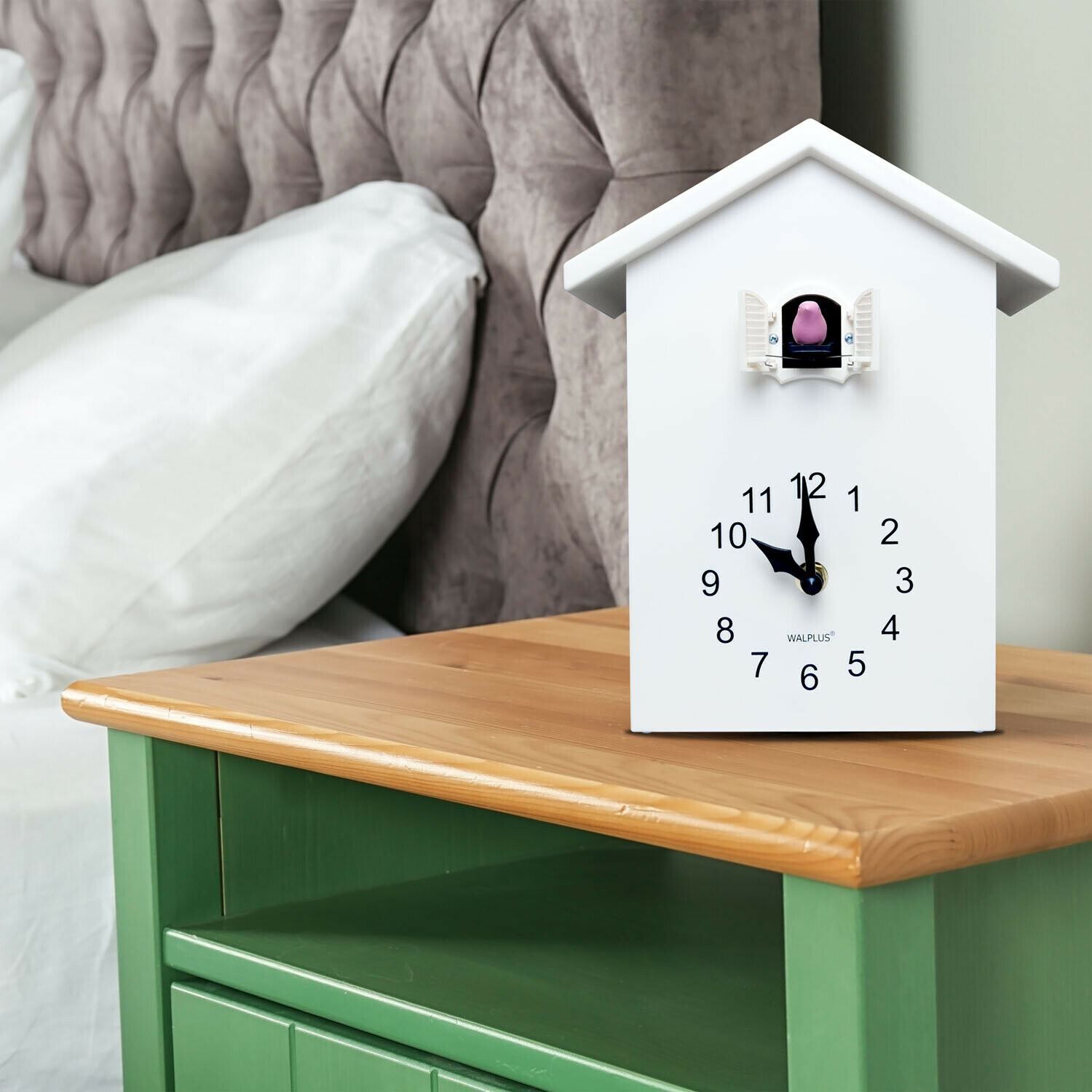 Walplus White Cuckoo Table Clock White Window clock, Bedroom, Living room, Modern, Home office