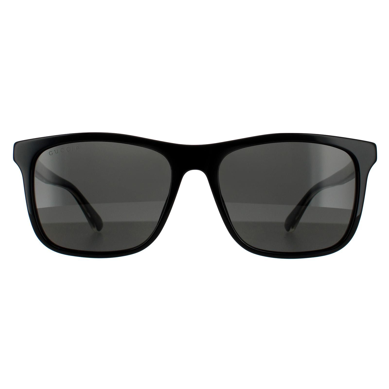 komme ud for fejl frustrerende Gucci Rectangle Mens Black Grey Polarized Sunglasses