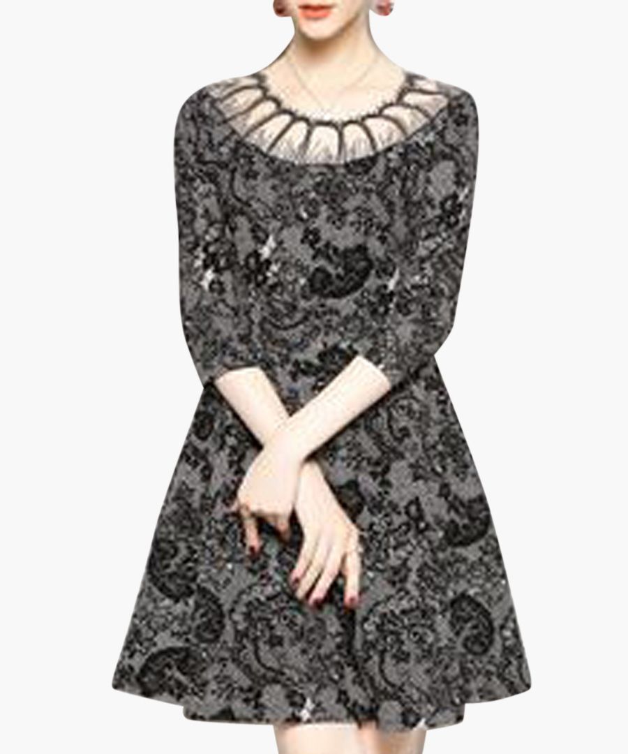 Black and white illusion neck mini dress