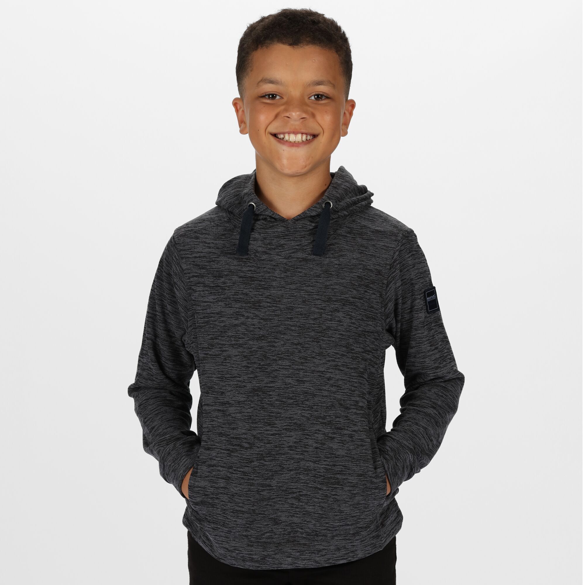 Material: 100% polyester. Polyester marl towelling fabric. Grown on hood with wrap over construction. Decorative drawcord at hood 7-8 years and up. 2 lower pockets. Chest sizes to fit: (3-4 Yrs): 55-57cm, (5-6 Yrs): 59-61cm, (7-8 Yrs): 63-67cm, (9-10 Yrs): 69-73cm, (11-12 Yrs): 75-79cm, (13 Yrs): 82cm, (14 Yrs): 86cm, (15-16 Yrs): 89-92cm.