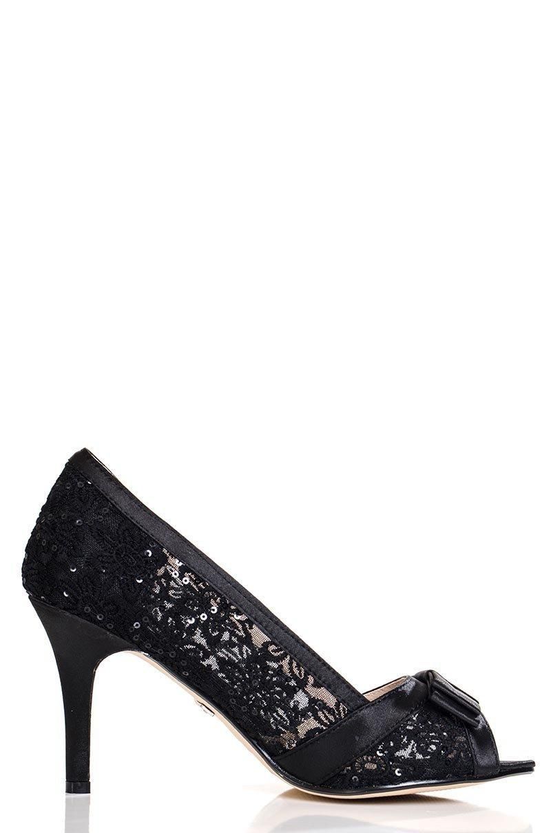Strut your glamour look with these gorgeous court shoes. A lace and sequin outer with a bow feature gives it a glamorous edge. Wear with an occasion maxi dress and add accessories to complete the look.    - Sequin and lace outer  - Bow feature  - Peep toe    - Heel height: 9cm approx
