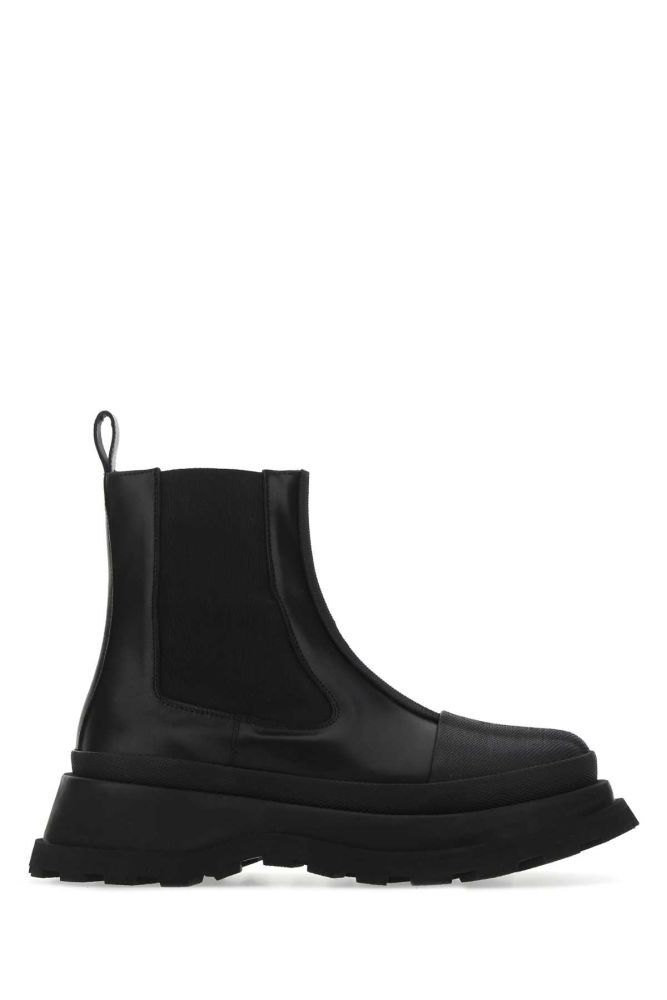 Black leather ankle boots 
1