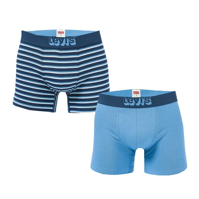 Mens Levis Vintage Stripe 2 Pack Boxer Shorts in Blue<BR><BR>- Comfortable elastic waistband<BR>- Super soft cotton stretch<BR>- No ride up leg opening<BR>- Stripe detail to one pair<BR>- Branding to waist<BR>- 95% Cotton  5% Elastane. Machine Washable<BR>- Ref: 995004001056<BR><BR>We regret that underwear is non-returnable due to hygiene reasons