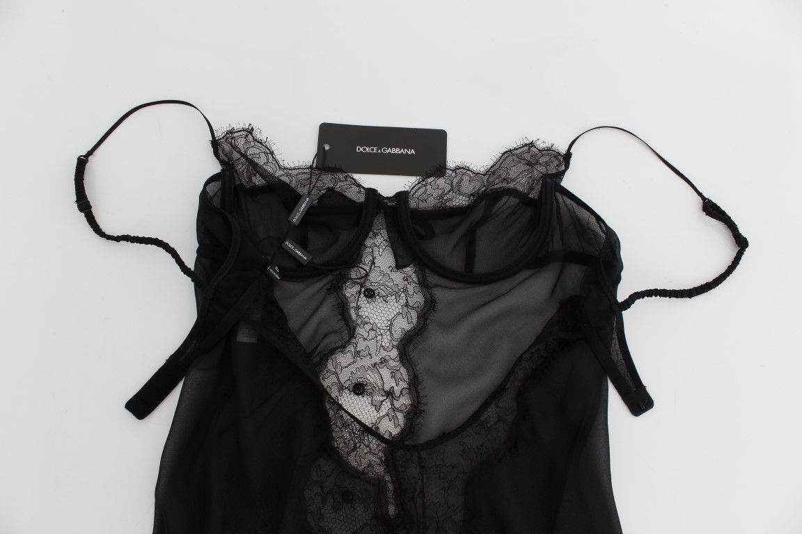 Womens Clothing Lingerie Camisoles Save 32% Dolce & Gabbana Black Silk Lace Babydoll Lingerie Top 