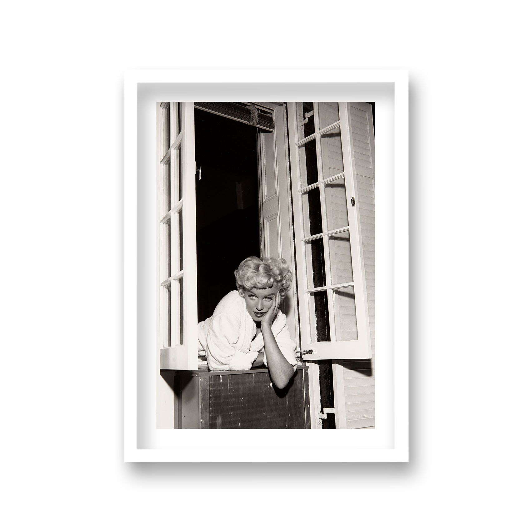 Marilyn Monroe Portrait Leaning Out of Window Hand to Cheek Vintage Icon Print