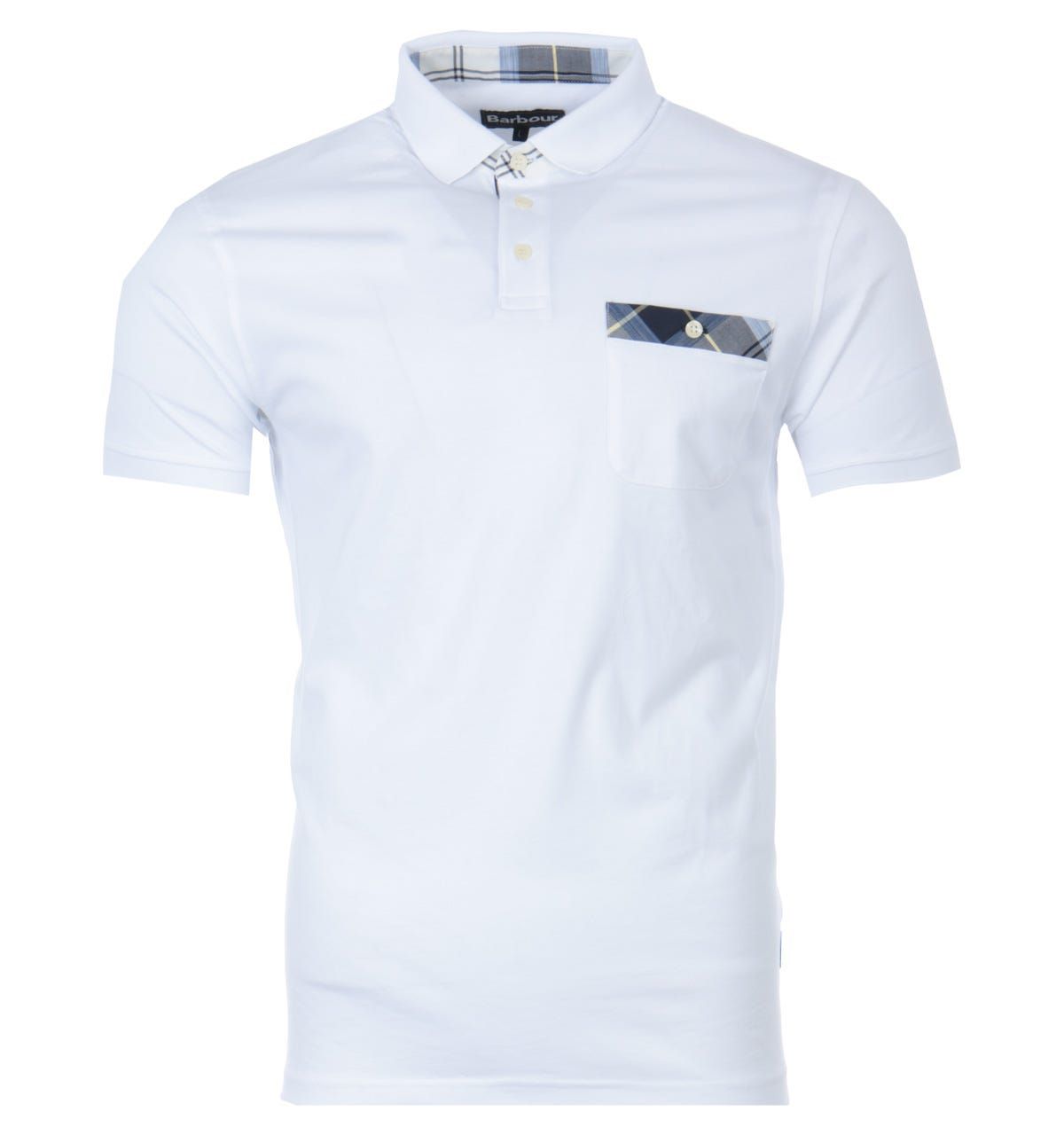 The Barbour Lirst Short Sleeve Polo Shirt is a Barbourised take on the classic style. With a tartan placket lining and chest pocket trim. Featuring a patch chest pocket with embroidered Barbour detail. A three button placket for maximum personalisation. Make this classic a part of your go to wardrobe.\nRegular Fit, Short Sleeve, Three Button Placket, Tartan Placket Lining, Patch Pocket, Barbour Branding. Style & Fit:Regular Fit, Fits True to Size. Composition & Care:100% Cotton, Machine Wash.