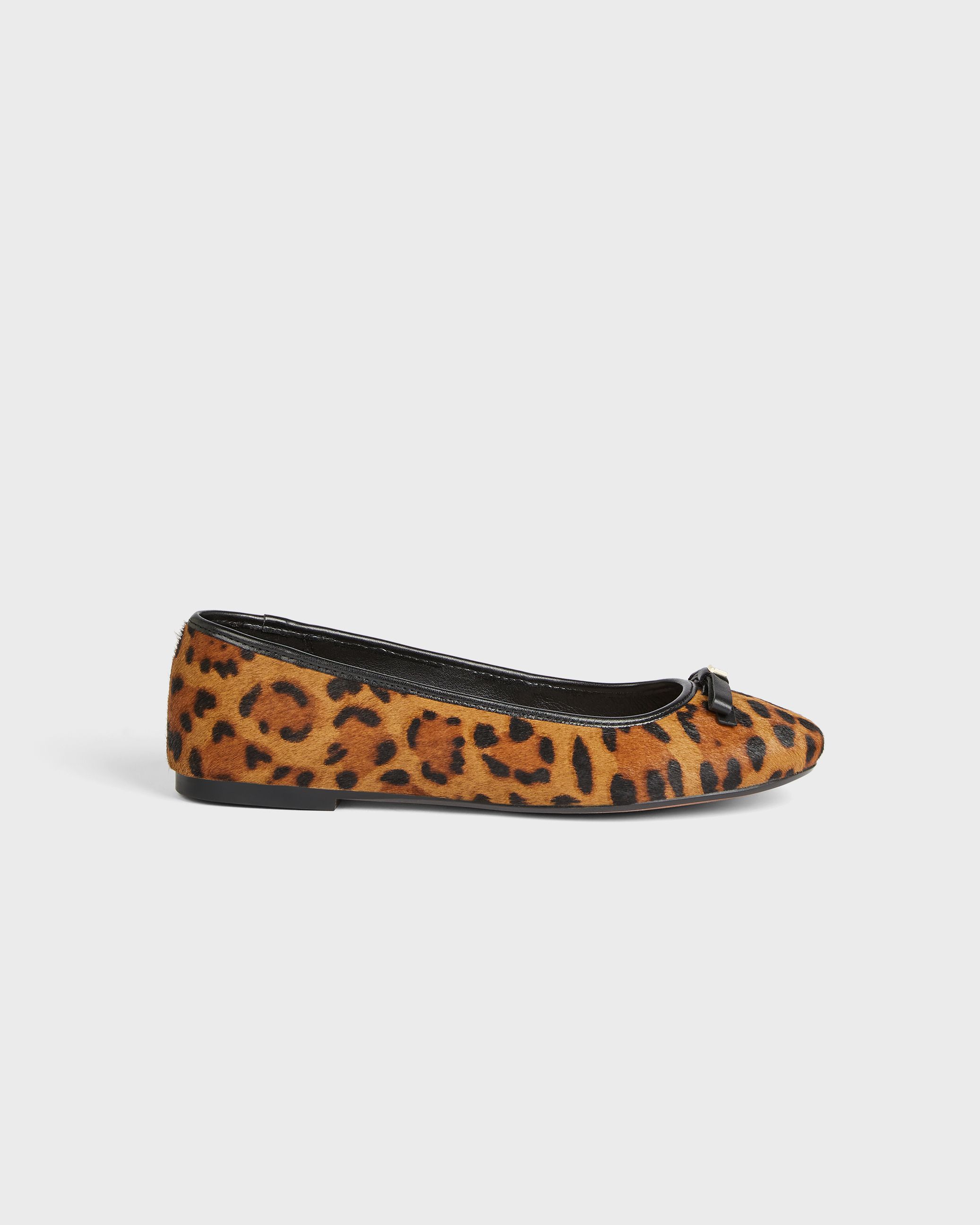 Imitation Leopard Bow Ballerina Shoe