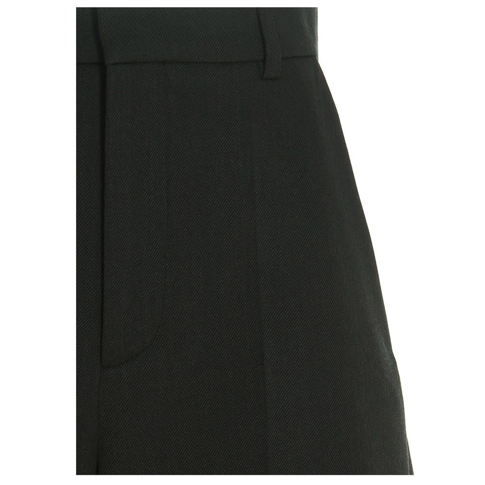 Dark green tricot chine virgin wool bermuda shorts with a zip, a hook and button, and a central fold.
