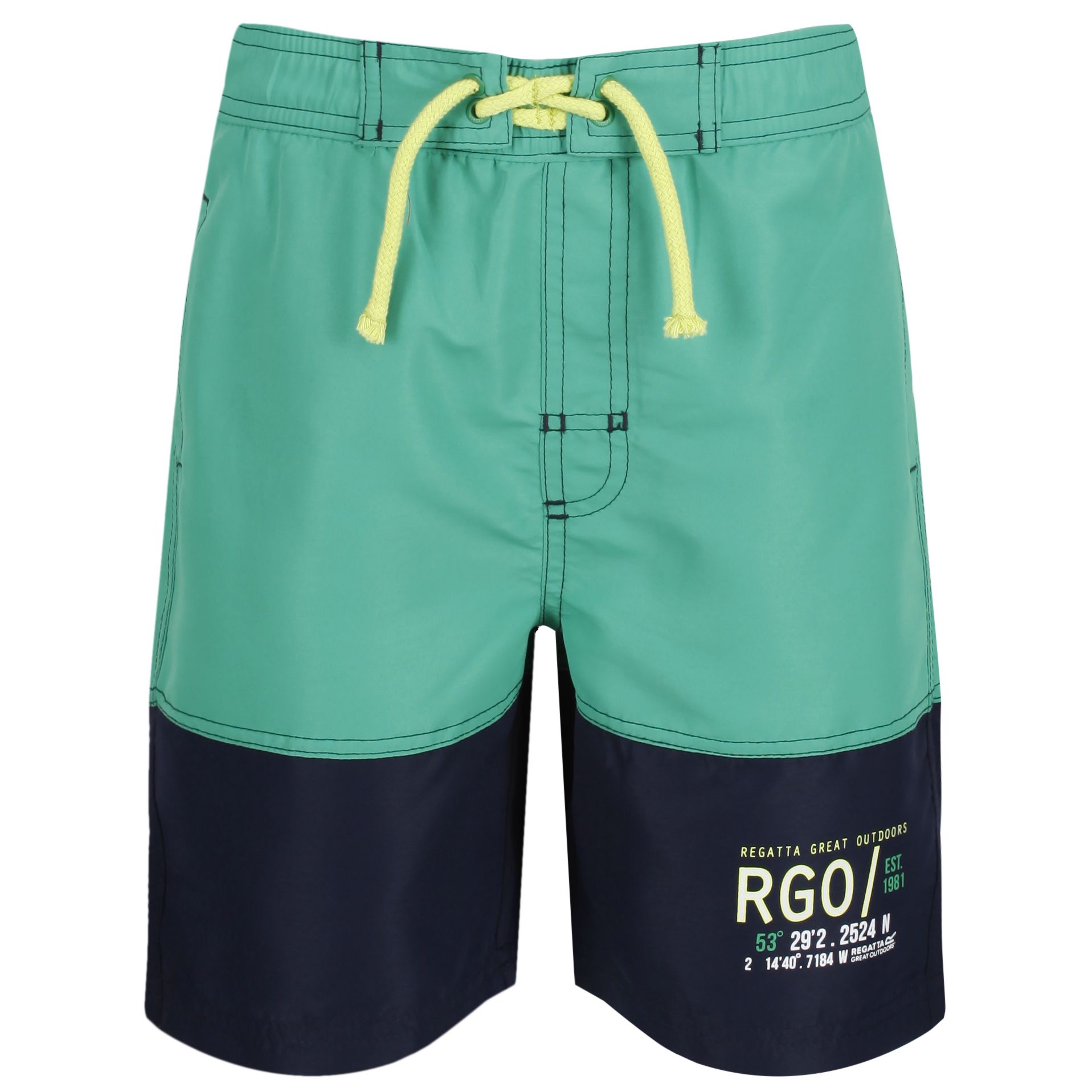 Material: 100% polyester taslan fabric. Quick drying fabric. Long-length board shorts. With a drawcord waist, an airy mesh brief liner and pockets to the side and back. Size (height/waist): (2 Years) 92cm/52-53cm, (3-4 Years) 98-104cm/53-54cm, (5-6 Years) 110-116cm/55-57cm, (7-8 Years) 122-128cm/58-60cm, (9-10 Years) 135-140cm/61-64cm, (11-12 Years) 146-152cm/65-66cm, (13 Years) 153-158cm/69cm, (14 Years) 164-170cm/73cm, (15-16 Years) 170-176cm/76-79cm.