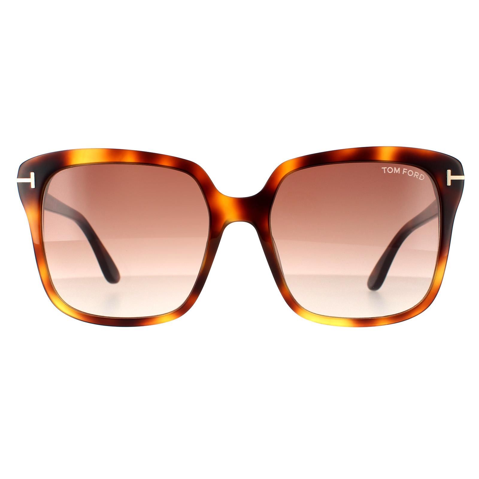 Tom Ford Rectangle Womens Blonde Havana Brown Gradient Sunglasses