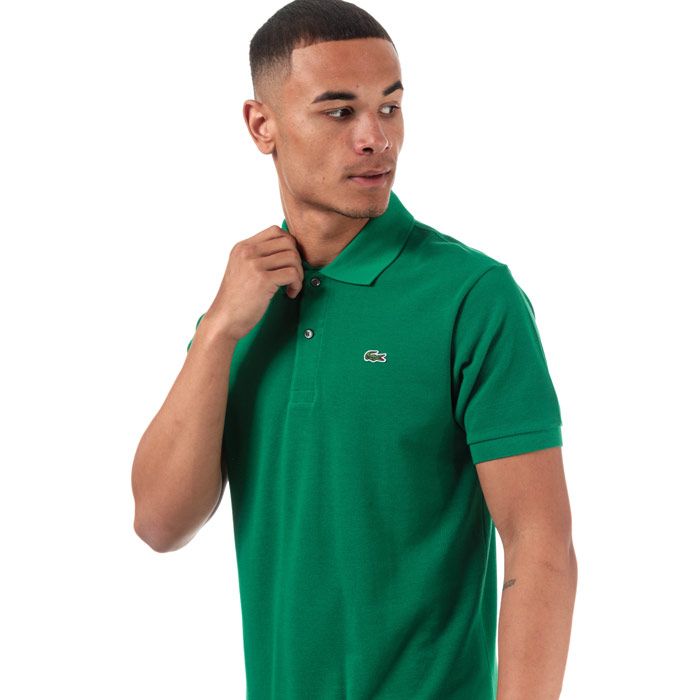 Mens Lacoste Classic Fit L1212 Polo Shirt  Green. <BR><BR>- Signature design. <BR>- Cotton pique combines comfort and elegance.<BR>- Classic fit.<BR>- Ribbed collar and armbands.<BR>- 2-button placket.<BR>- Mother-of-pearl buttons.<BR>- Green crocodile embroidered on chest. <BR>- Measurement from shoulder to hem: 28“approximately. <BR>- Cotton 100%. Machine washable.<BR>- Ref: L121200APF.