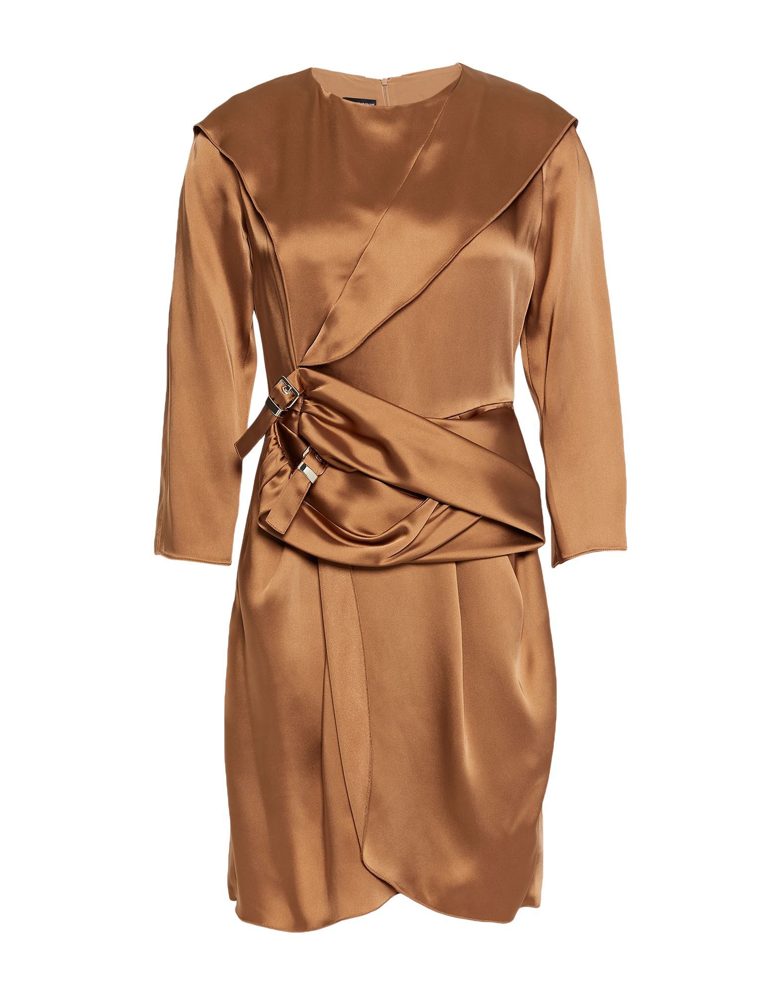 satin, solid colour, round collar, long sleeves, unlined