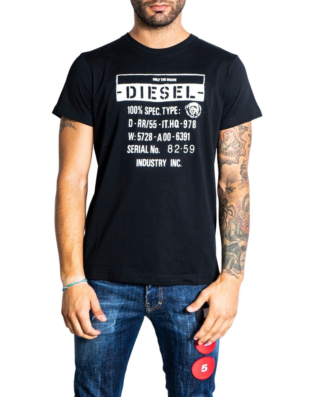 Brand: Diesel Gender: Men Type: T-shirts Season: Fall/Winter  PRODUCT DETAIL • Color: black • Pattern: print • Sleeves: short • Neckline: round neck  COMPOSITION AND MATERIAL • Composition: -100% cotton  •  Washing: machine wash at 30°