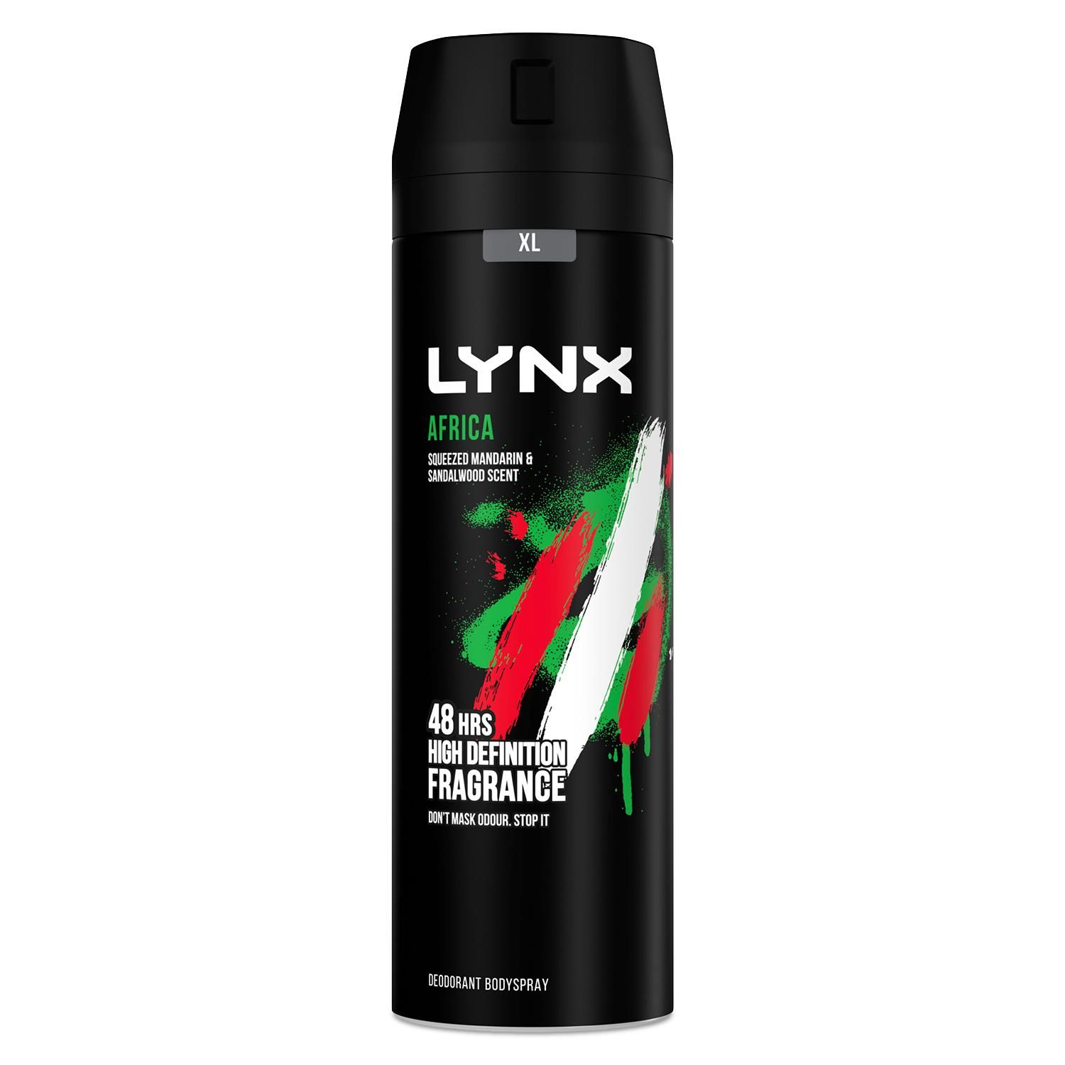 Lynx XL Africa Body Spray 48H Fresh Mandarin & Sandalwood Scent Deo ...