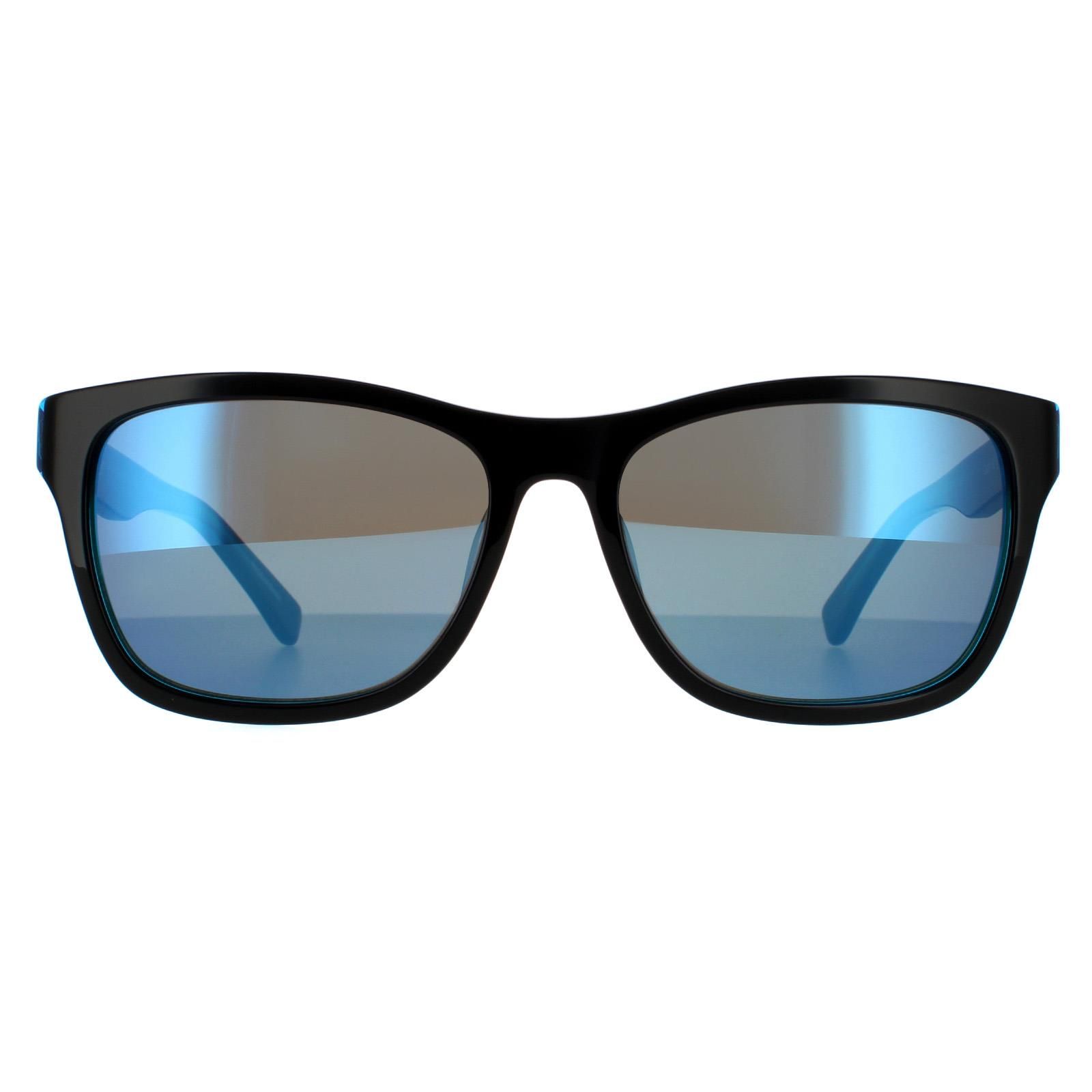 Lacoste Rectangle Mens Black Blue 90041091 Lacoste are a classic rectangular almost wayfarer style shape with the camo colours of Lacoste and of course the crocodile logo on the temple.