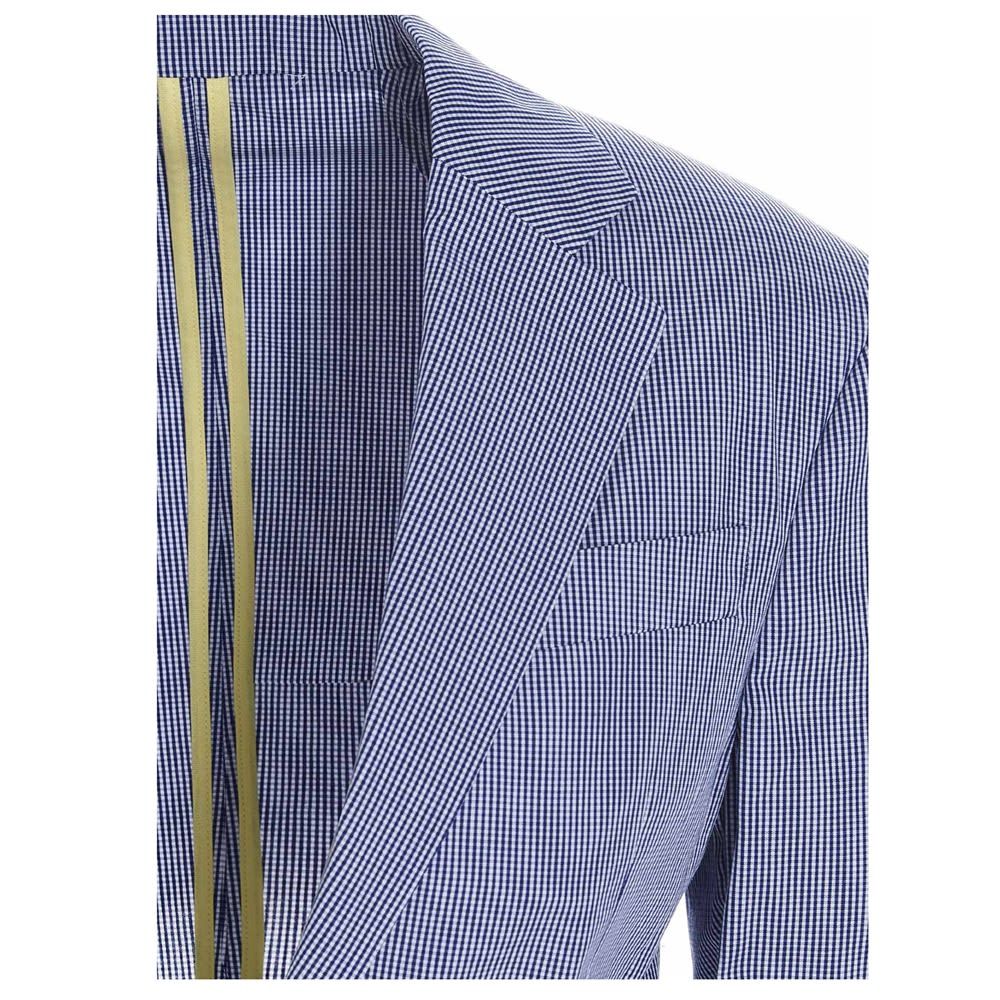 Dsquared 2 cotton check single-button blazer with pockets and shoulder pads.
