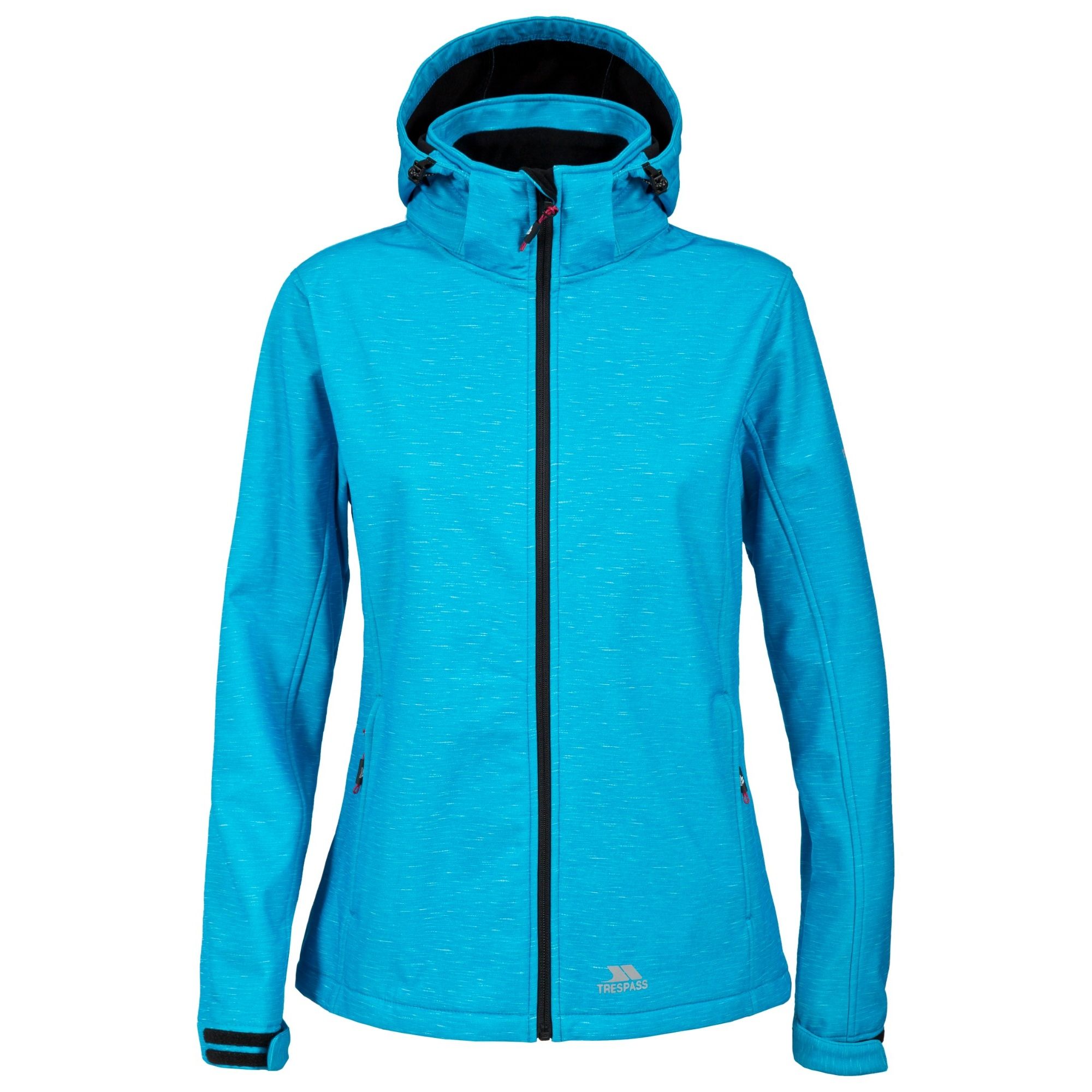 Adjustable zip off hood. 2 zip pockets. Chin guard. Flat cuff with touch fastening tab. Drawcord at hem. Contrast fabric backing. Waterproof 3000mm, breathable 3000mm, windproof. 95% Polyester, 5% Elastane. TPU membrane. Trespass Womens Chest Sizing (approx): XS/8 - 32in/81cm, S/10 - 34in/86cm, M/12 - 36in/91.4cm, L/14 - 38in/96.5cm, XL/16 - 40in/101.5cm, XXL/18 - 42in/106.5cm.