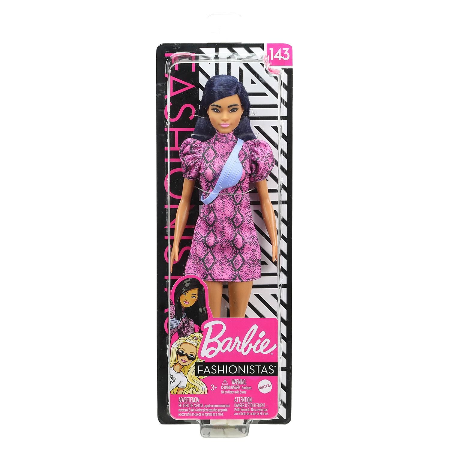 Barbie Fashionista Doll Snakeskin Dress, Great Toy For 3 Years Old & Up

Barbie Fashionista dolls celebrate diversity their unique looks and fashions encourage real-world storytelling and open-ended dreams. With a wide variety of skin tones, eye colours, hair colours, textures, body types, and fashions, the dolls are designed to reflect the world kids see today. Kids can collect them for infinite ways to play out stories, express their own style, and discover Barbie! Includes Barbie Fashionistas doll wearing fashions and accessories. Each is sold separately, subject to availability. Barbie dolls cannot stand alone. Flat shoes fit dolls with articulated ankles or flat feet. colours and decorations may vary.

Features:

White sneakers and a blue cross-body bag complete the outfit.
​Her long blue hair is styled straight for a trendy look.
​The latest line of Barbie Fashionistas dolls includes 5 body types, 10 skin tones, 8 eye colours, 19 hair colours, 19 hairstyles and so many fashions inspired by the latest trends!
​The Barbie doll wears a pink and black snakeskin-print dress with puffy sleeves.
​Makes a great gift for kids 3 years and older they can play with style, play out stories, and discover Barbie.

Specifications:

Toy Type: Doll
Material: Abs Plastic
Colour: Pink
Age Range: 3 Years & up

Package Includes: Barbie Fashionista Doll Wearing Snakeskin Dress, Pink