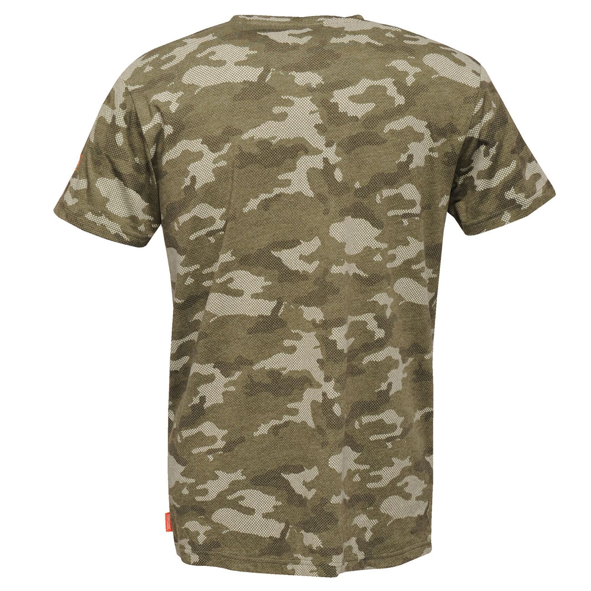 60% cotton, 40% polyester. Marl single jersey fabric. All over camouflage print. Part of the Tactical Threads range.