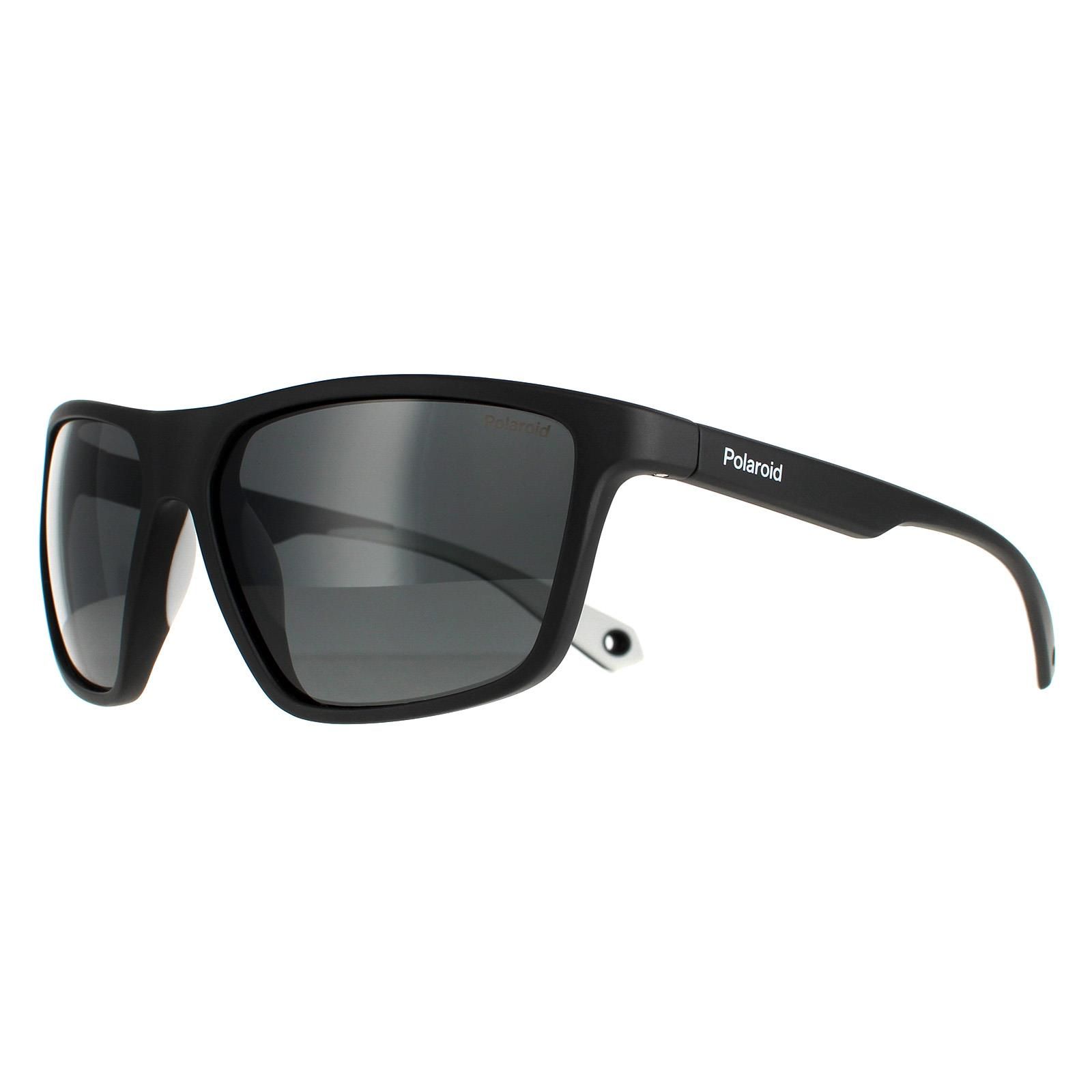 Polaroid Wrap Mens Black Grey Grey Polarized PLD 7040/S  Polaroid are a sporty wrap around style made from lightweight plastic with Polaroid branding on the temples and a strap removable strap to hold the sunglasses in place.