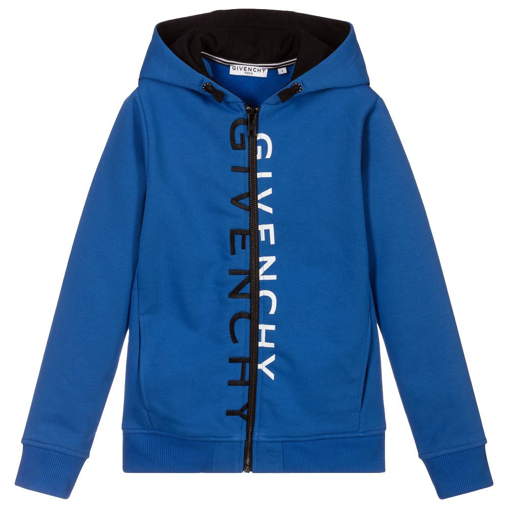 Givenchy Boys Zip Logo Hoodie Blue