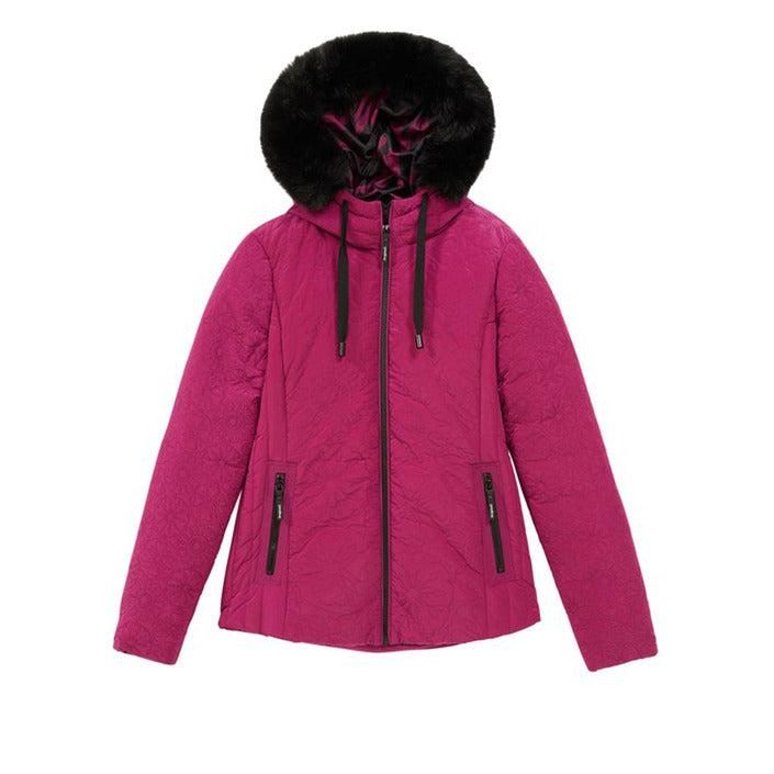 Brand: Desigual
Gender: Women
Type: Jackets
Season: Fall/Winter

PRODUCT DETAIL
• Color: purple
• Fastening: with zip
• Sleeves: long
• Collar: hood

COMPOSITION AND MATERIAL
• Composition: -100% polyester 
•  Washing: machine wash at 30°
