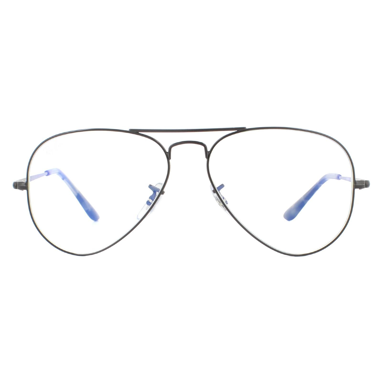 Ray-Ban Aviator Unisex Black Clear Blue Light Filter Sunglasses