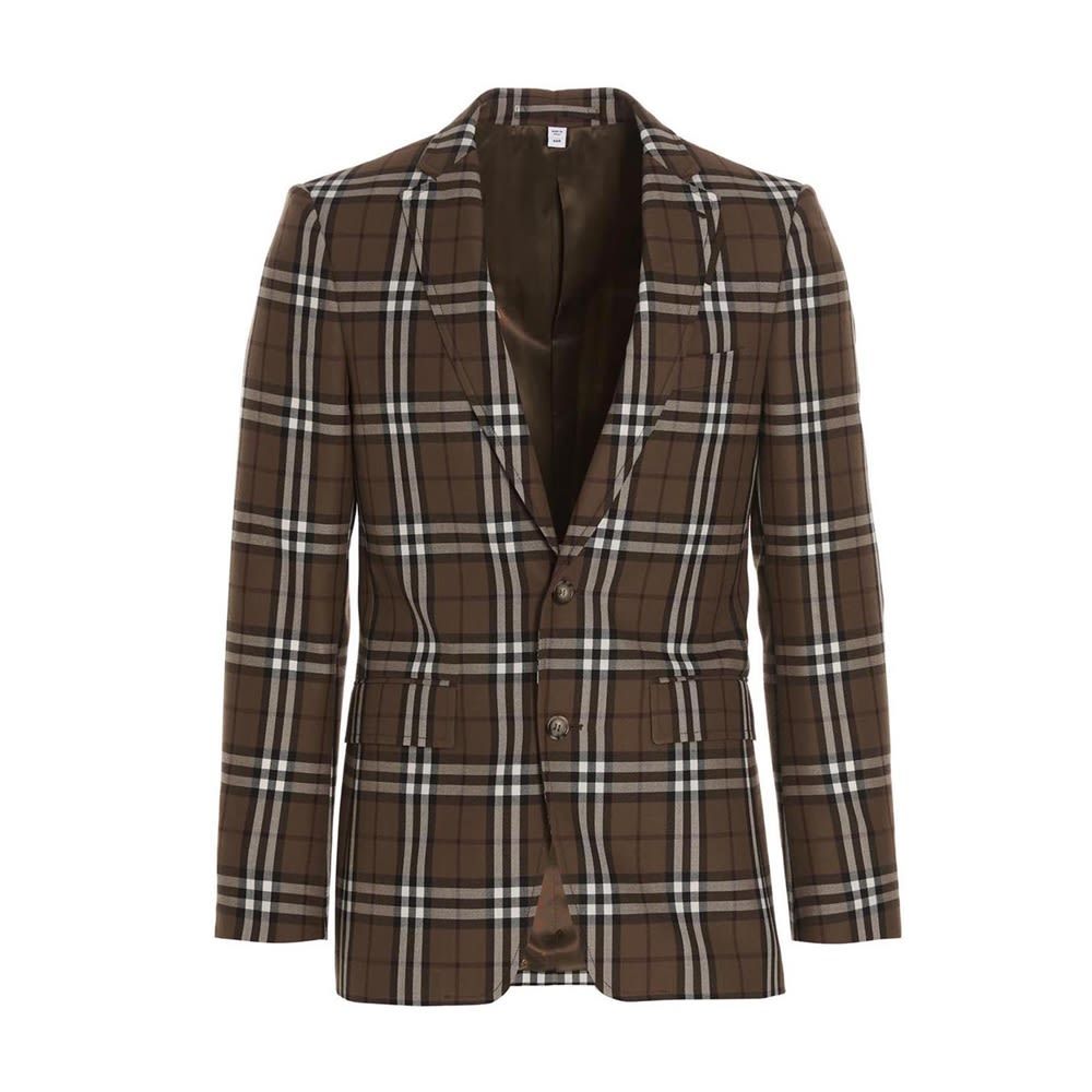 ‘English’ single-breasted wool blazer with check pattern and English tailored cut.