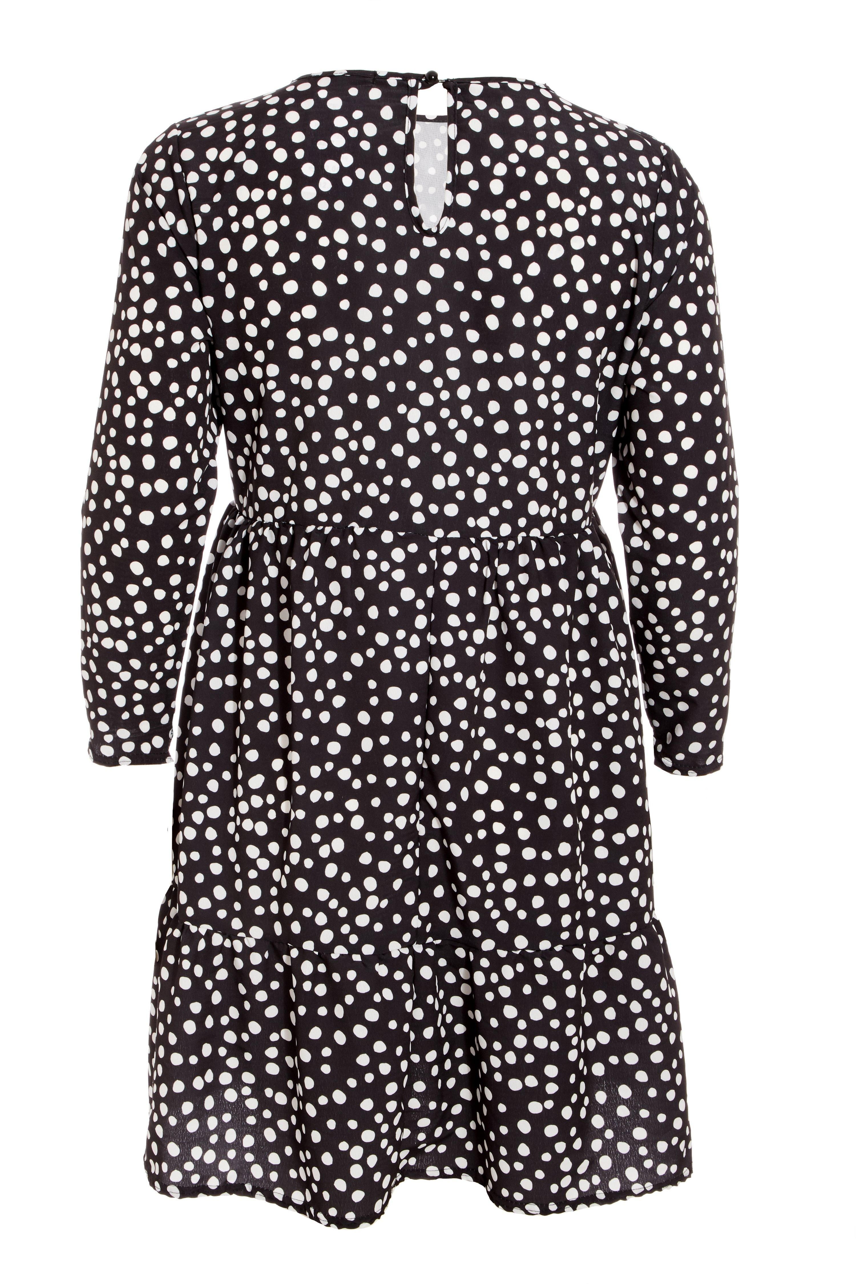 - Curve collection  - Polka dot print  - Tiered dress  - Smock style   - Length: 110cm approx  - Model Height: 5' 10