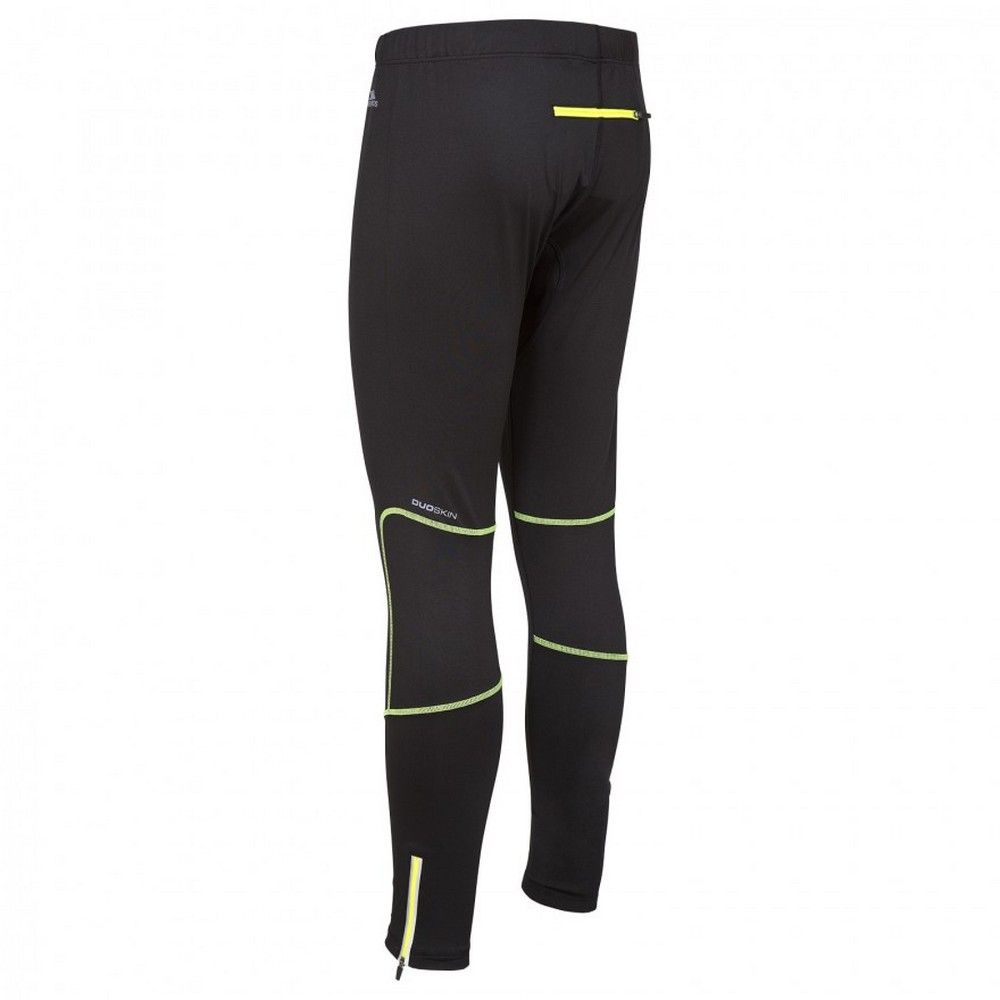 Full length. Inner drawcord at waist. 1 zip pocket at back waist. Reflective printed logos. Contrast stitching. Wicking. Quick dry. 88% Polyester, 12% Elastane. Trespass Mens Waist Sizing (approx): S - 32in/81cm, M - 34in/86cm, L - 36in/91.5cm, XL - 38in/96.5cm, XXL - 40in/101.5cm, 3XL - 42in/106.5cm.